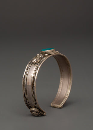 Handcrafted Silver Turquoise Inlaid Bracelet | Meaningful Spiritual Silver Bracelet