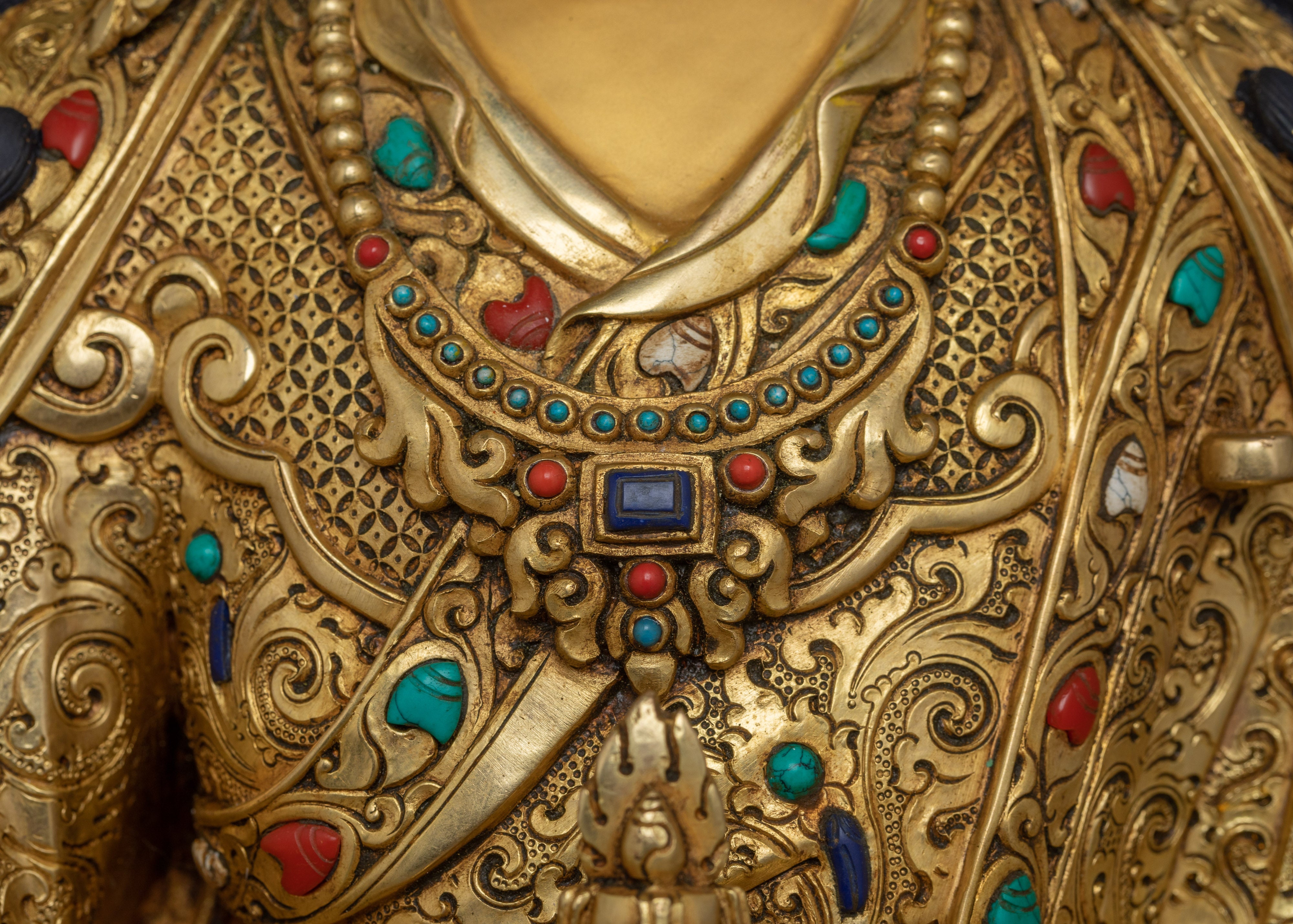 Guru Rinpoche With Beautiful Handcarved Gemstones Statue | The Precious Master