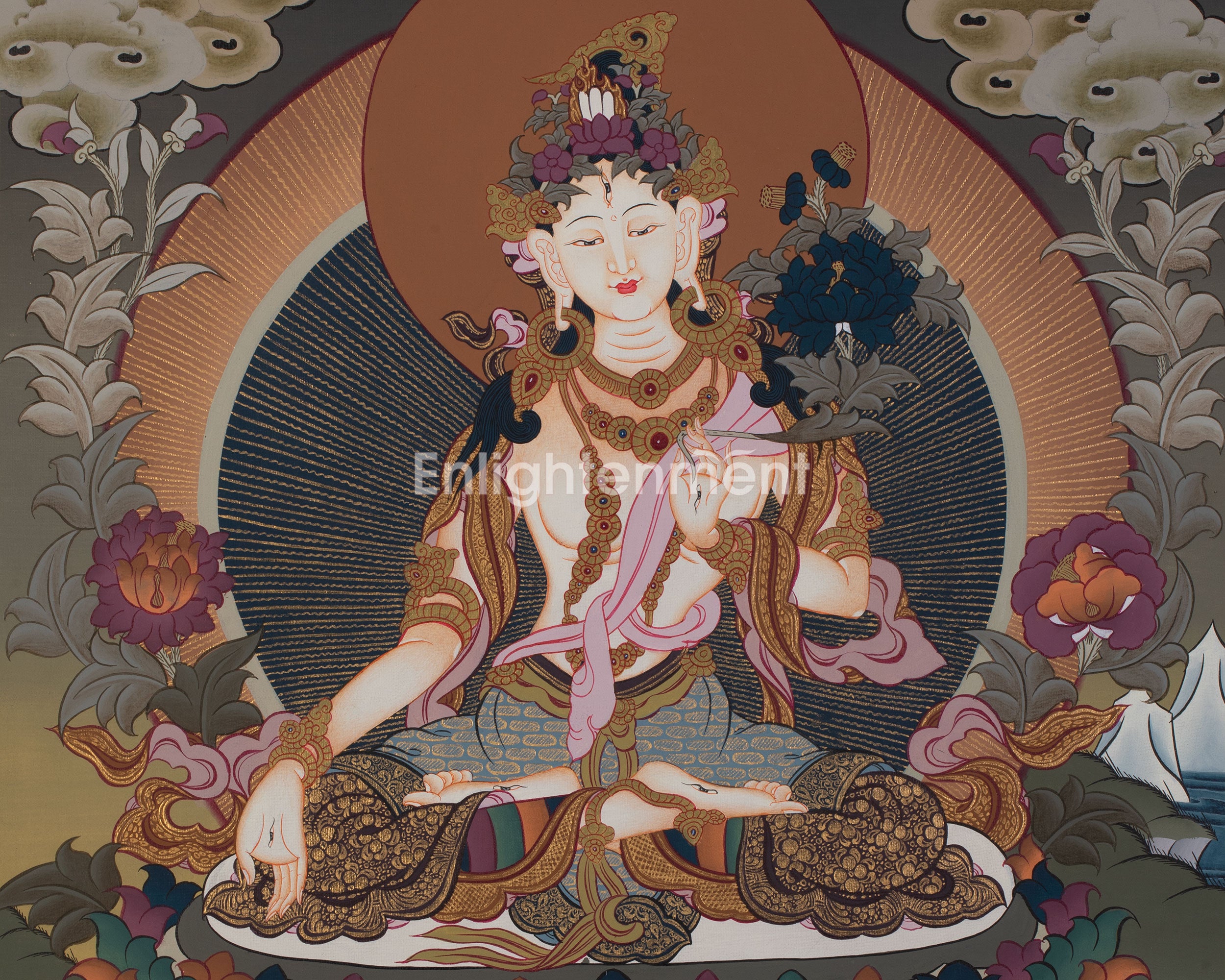 Original Hand-Painted White Tara Thangka | Goddess of Healing