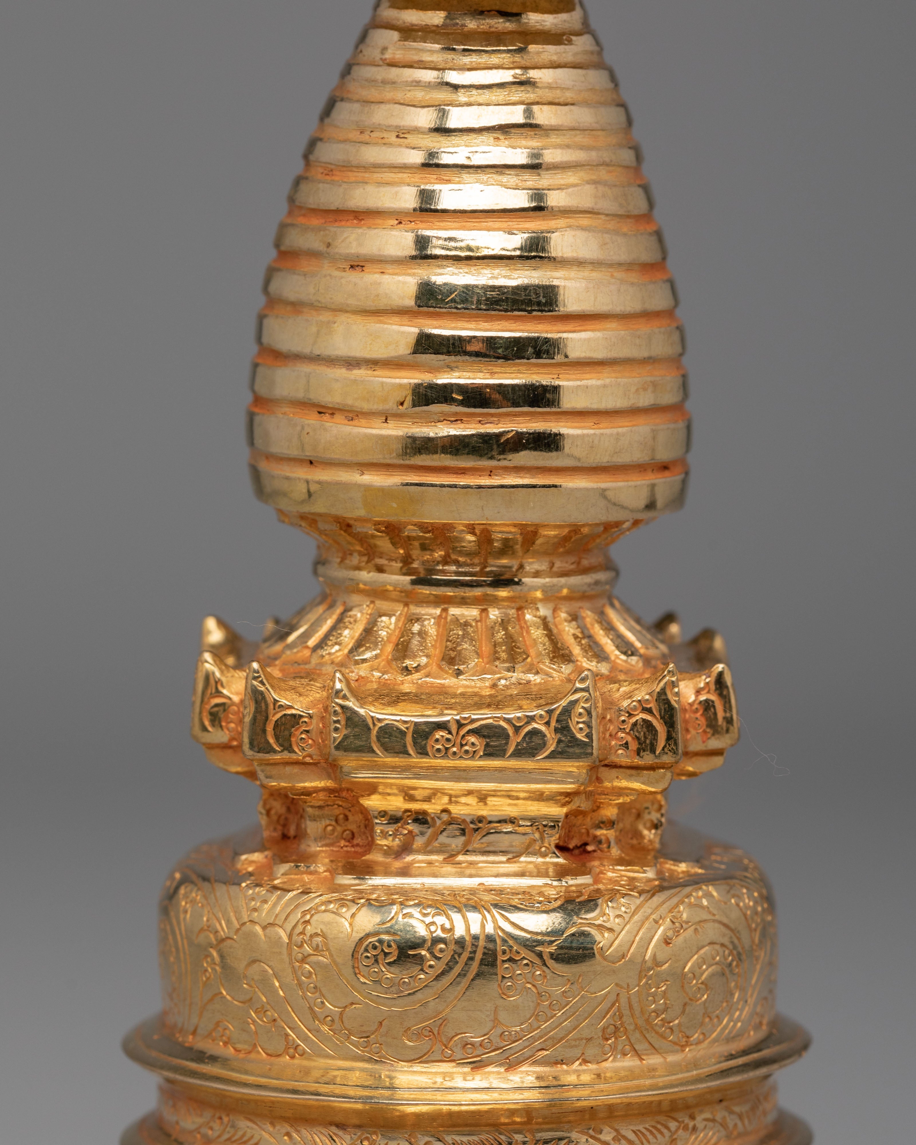 Spiritual Relic Kadampa Stupa | Gold Plated Buddhist Sculpture
