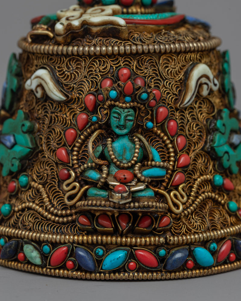 Bell And Dorje Vajra Set | Sacred Sound and Symbol with the Turquoise, Coral Stone Settings