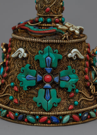 Bell And Dorje Vajra Set | Sacred Sound and Symbol with the Turquoise, Coral Stone Settings
