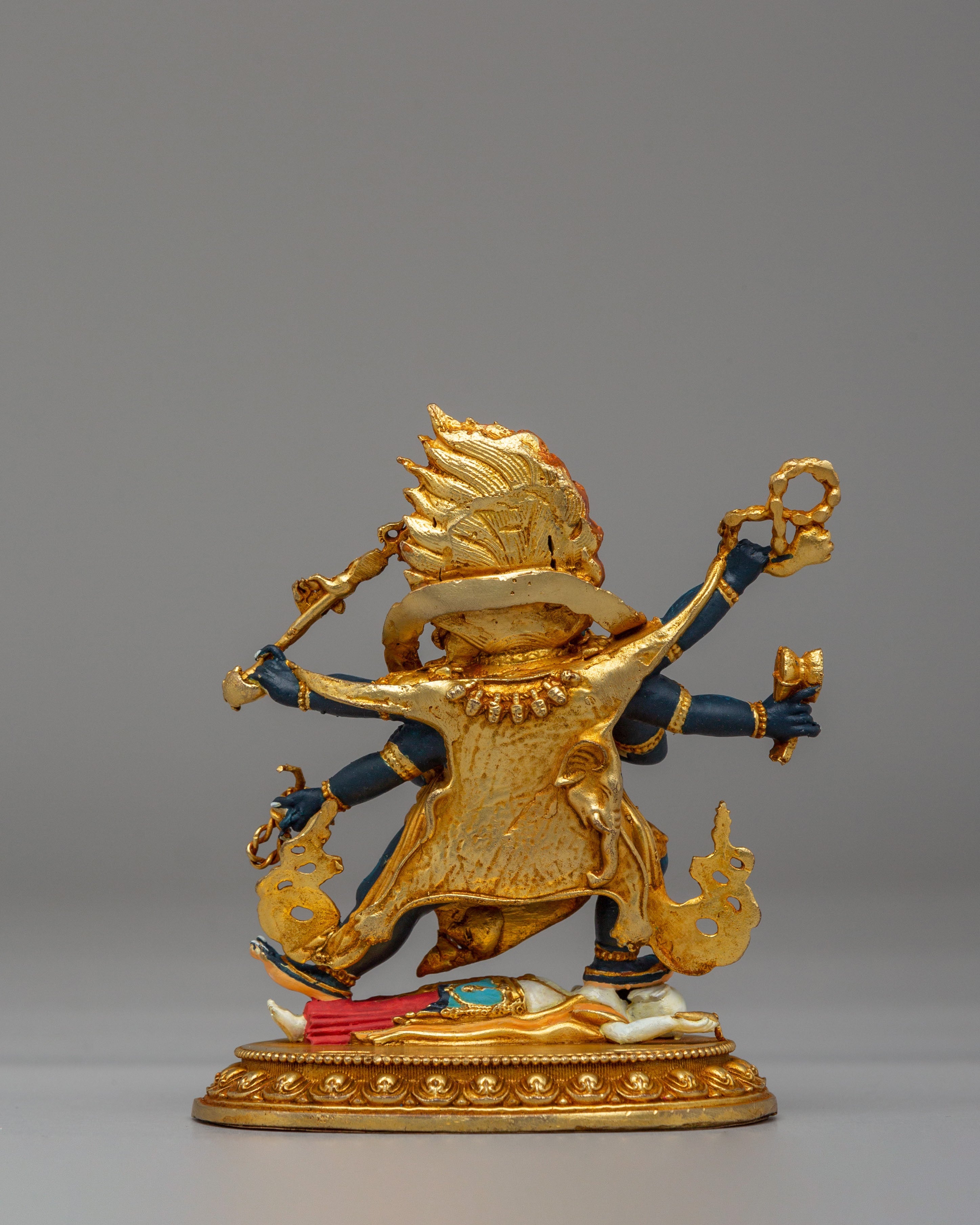 Sacred Six-Armed Mahakala Statue | Traditional Tibetan Buddhist Artwork