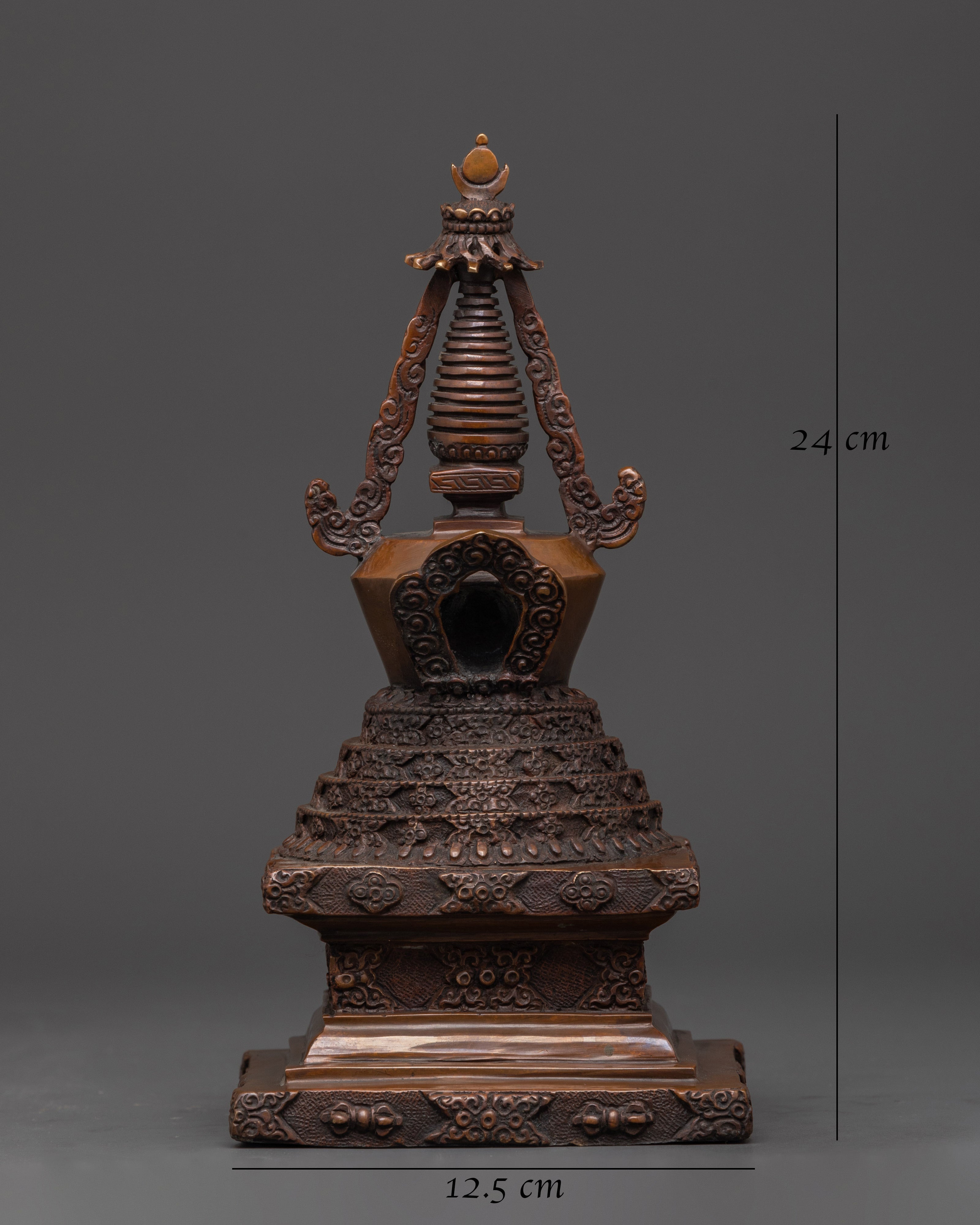 Sacred Copper Stupa for Altar | Buddhist Meditation Stupa