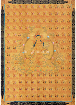 Big Size Gold 108 White Tara | Original Hand-Painted Female Bodhisattva Thangka
