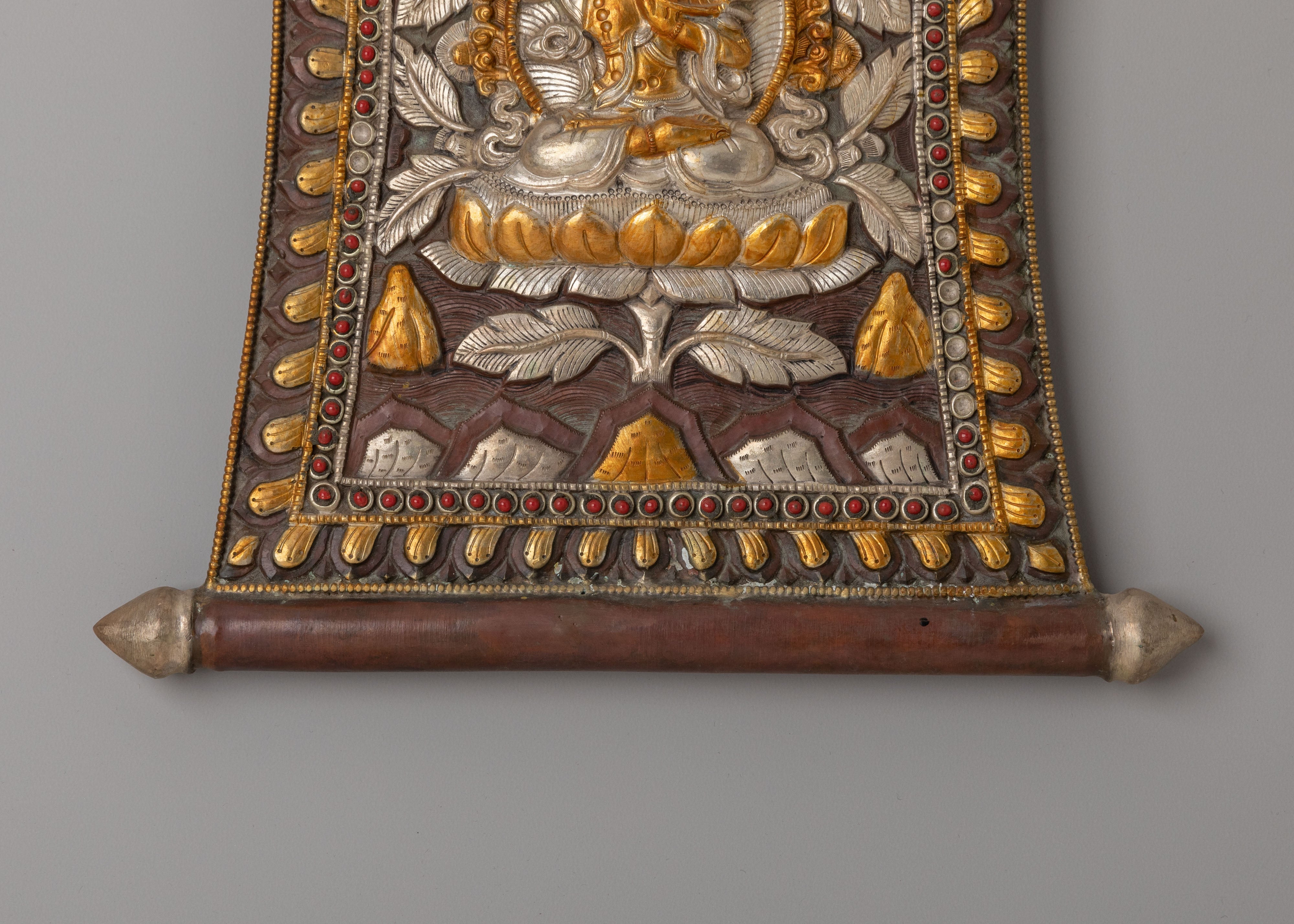 Manjushri Deity Metal Thangka | Symbol of Knowledge and Enlightenment