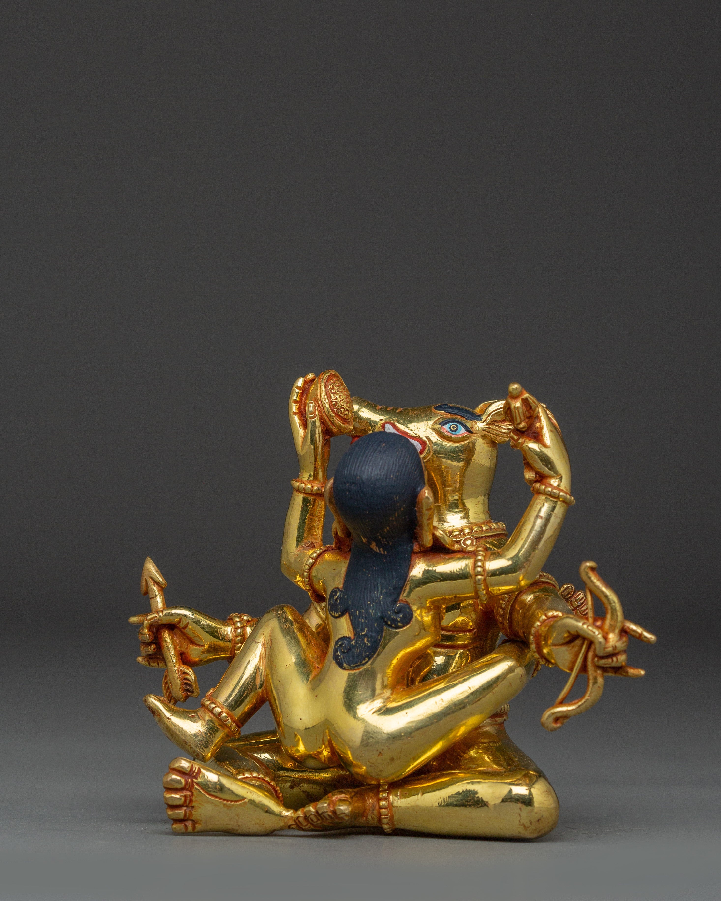 Varaha with Consort Statue | Handcrafted Gold Gilded Copper Vishnu Avatar