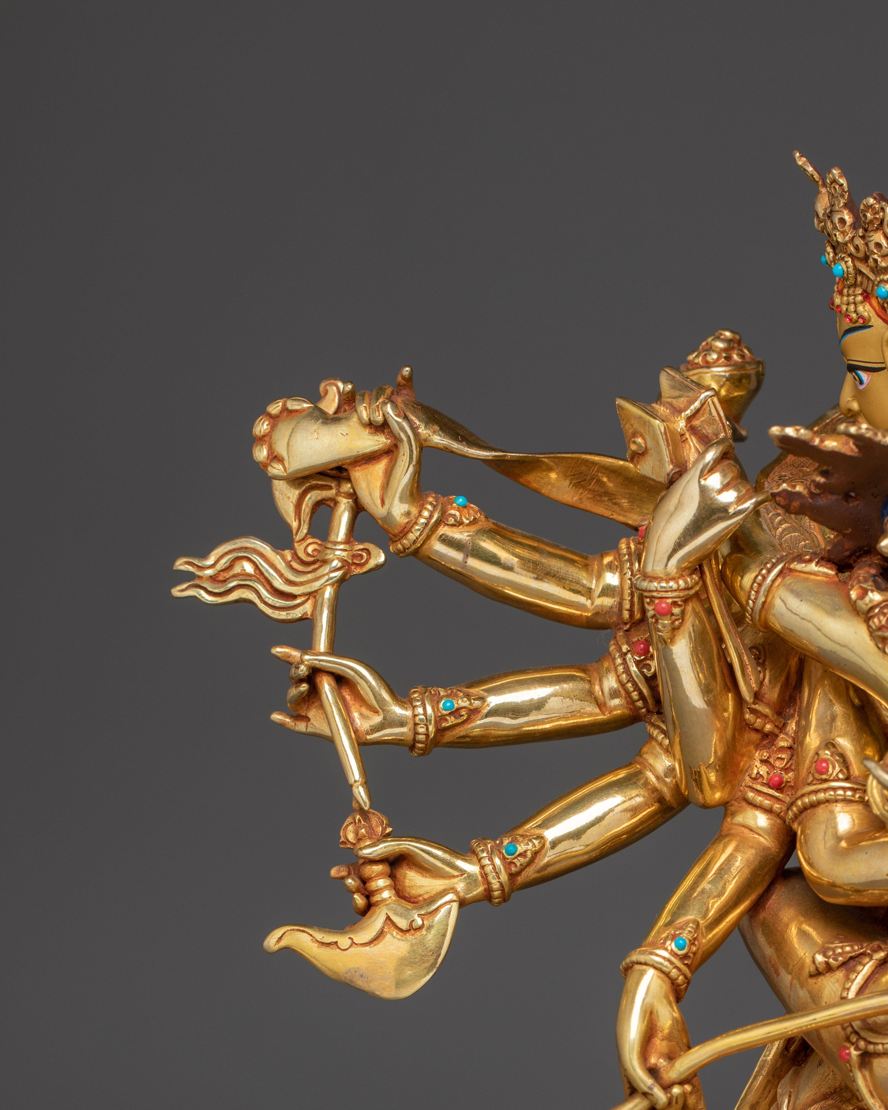 Chakrasamvara Statue in 24K Gold-Gilded | Tantric Deity for Enlightenment