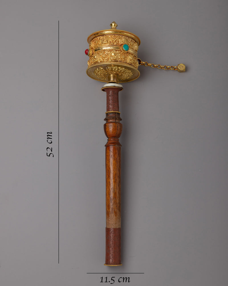 Gold Hand Held Prayer Wheel