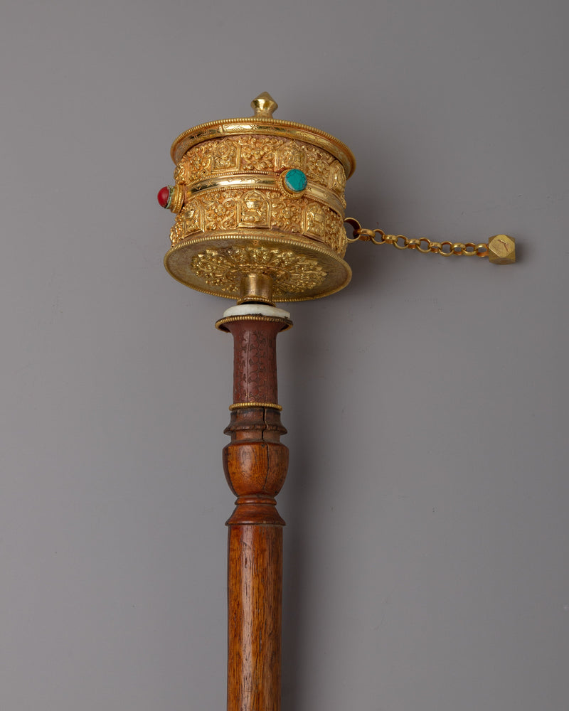 Gold Hand Held Prayer Wheel