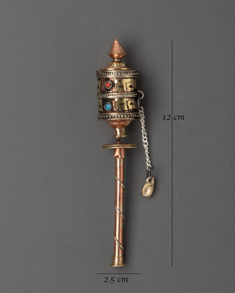 Tibetan Sacred Mantra Engraved Prayer Wheel for Tibetan Ritual and Meditation