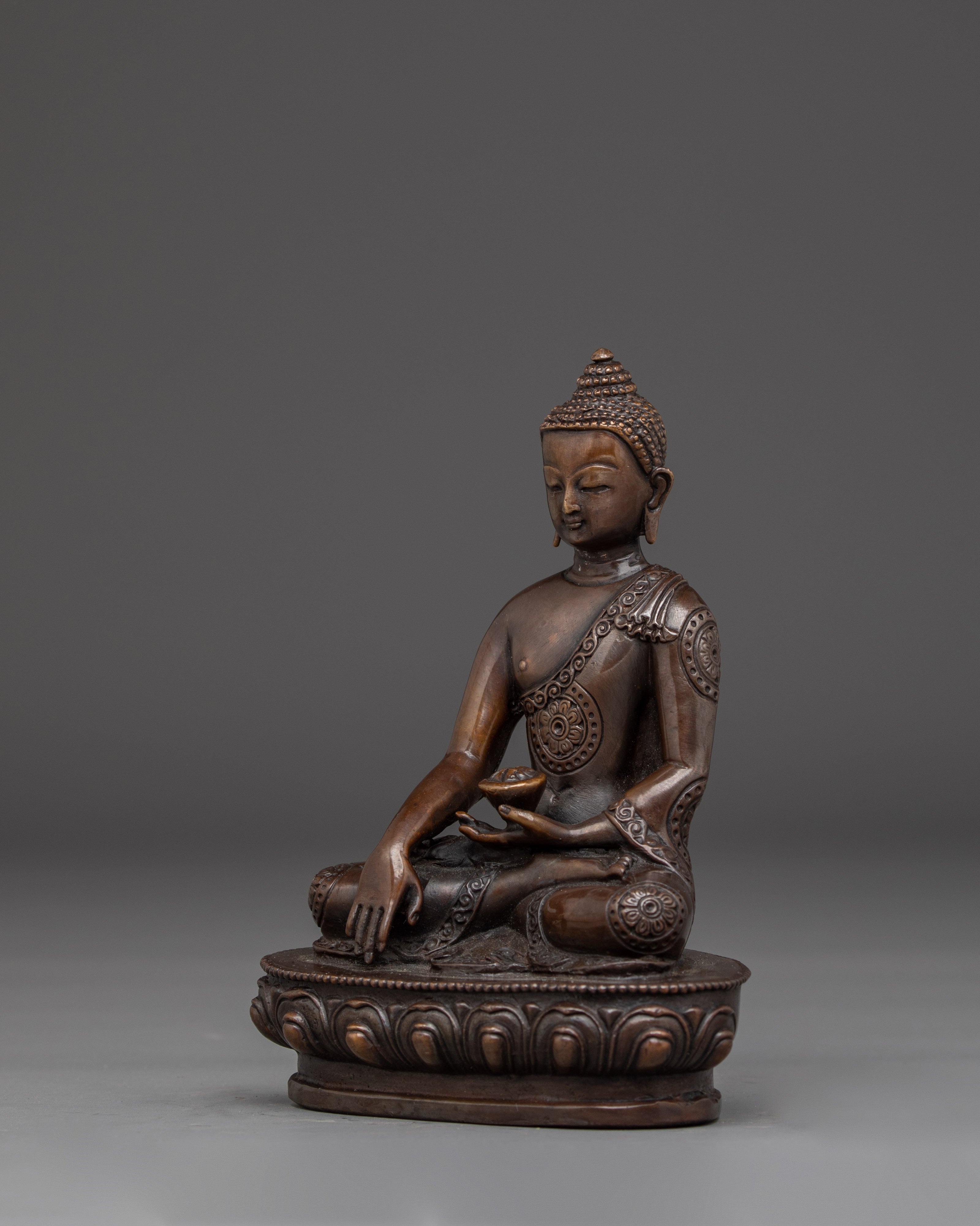 Historical Shakyamuni Buddha Oxidized Copper Statue | Gautama Artwork Artwork