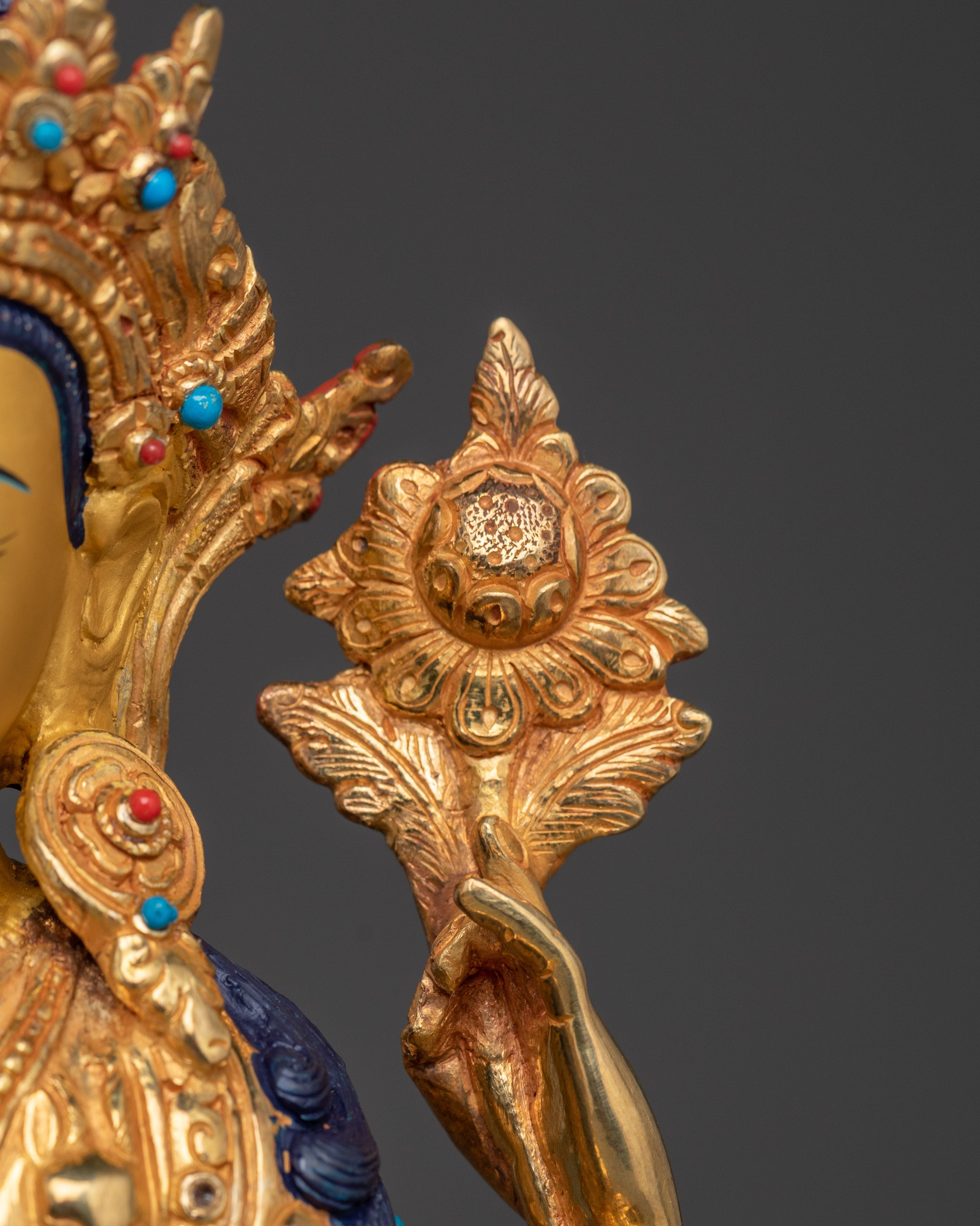 Compassion God Chenrezig Statue | Avalokiteshvara Golden Figurine