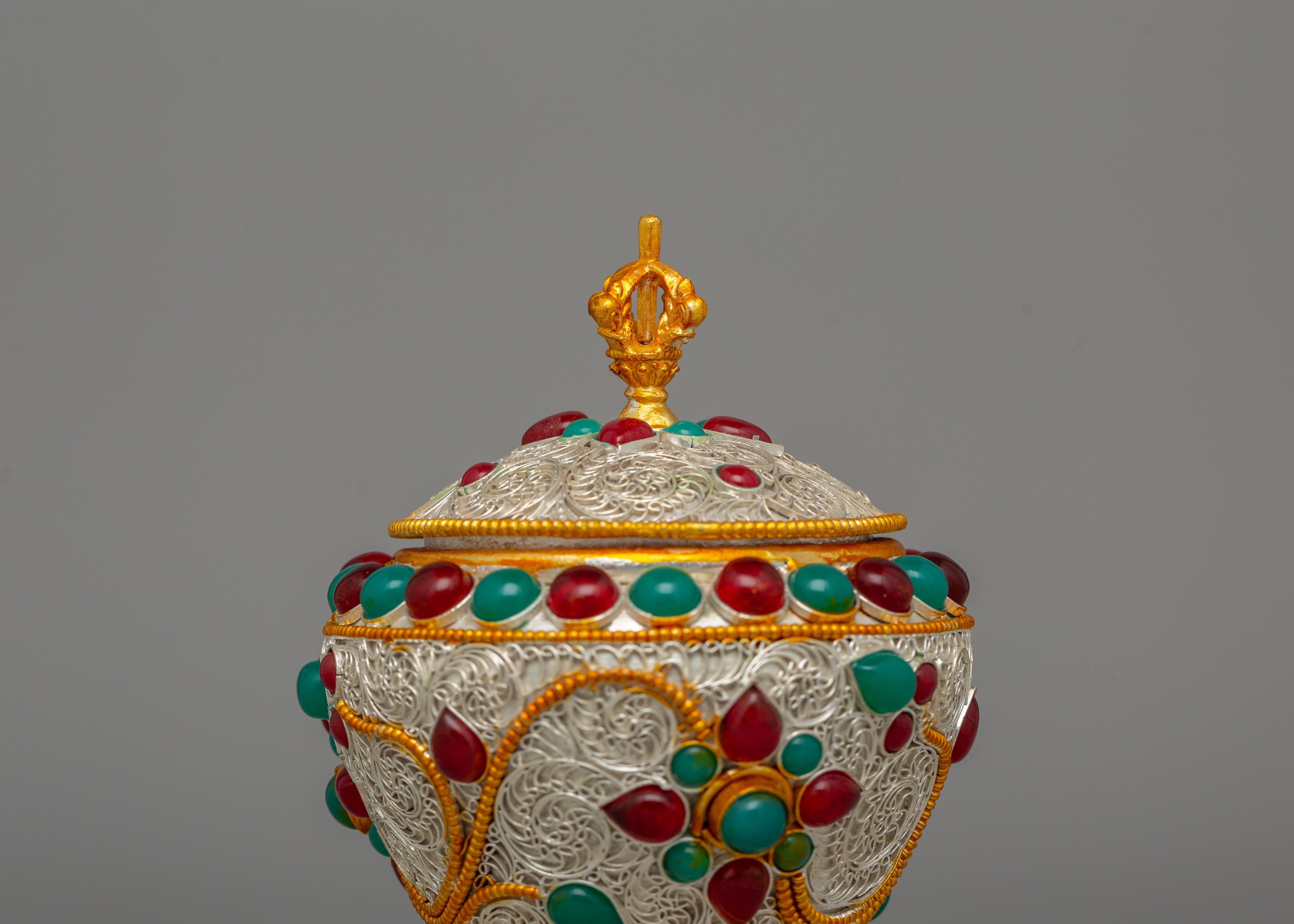 Copper Rice Pot with Filigree | Tibetan Offering Bowl