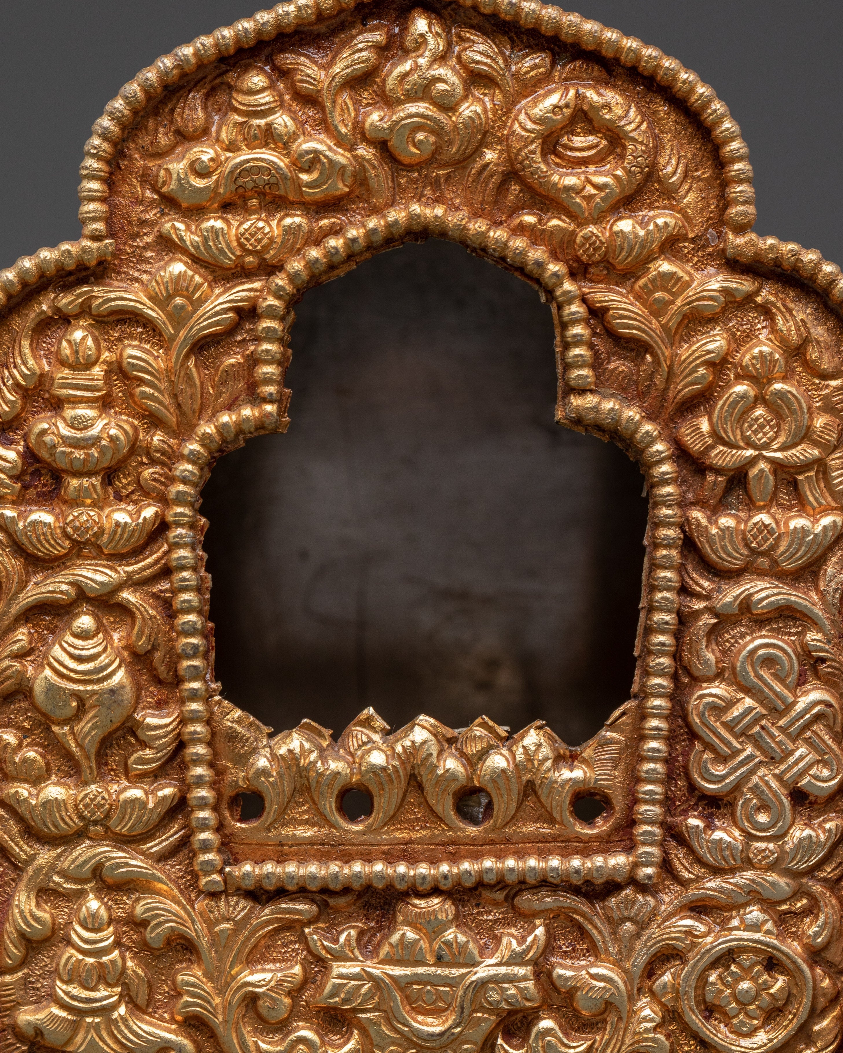 Handmade Spiritual Tibetan Ghau Box | Copper Gold Plated Ritual Box