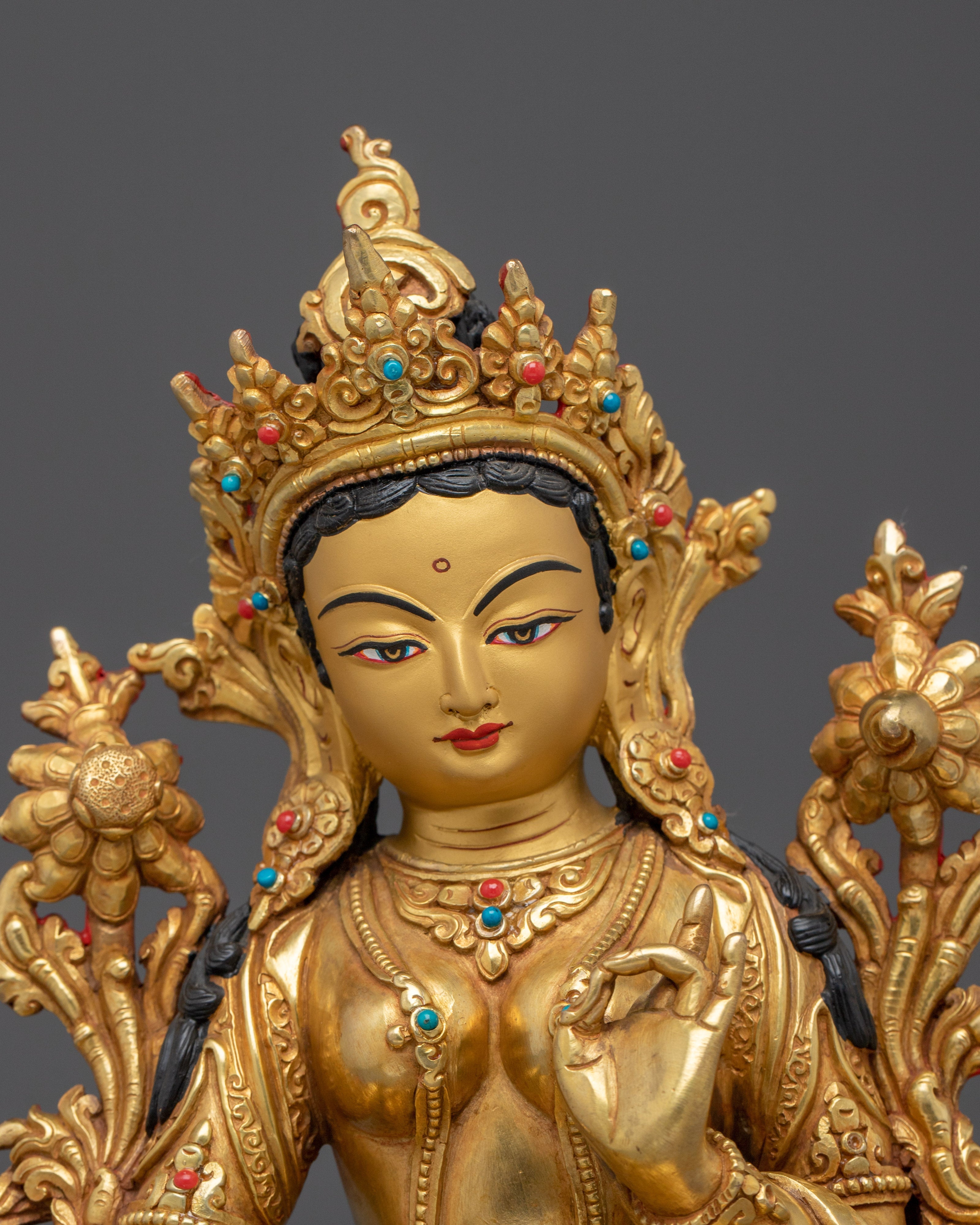 Buddhist Compassionate Goddess Shyama Tara Handmade Statue