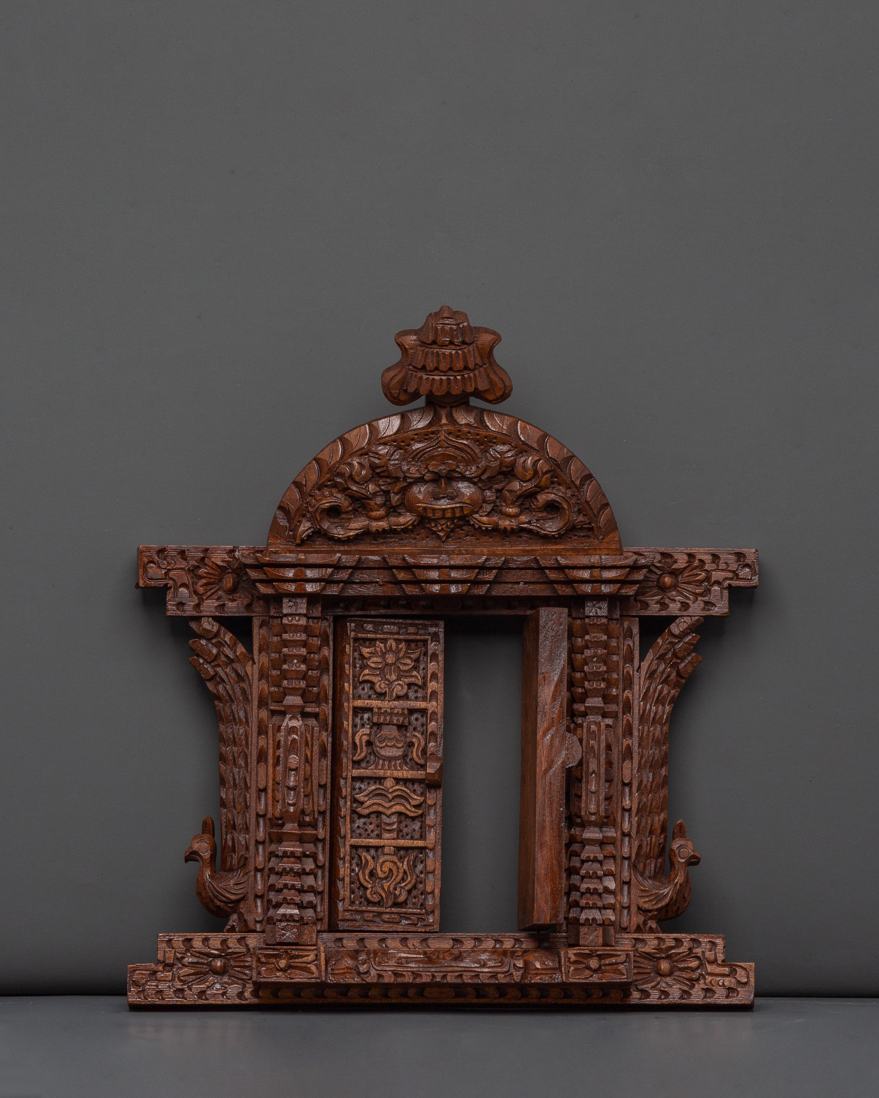 Handcarved Traditional Wooden Wall Hanging | Intricate Peacock Motif Art