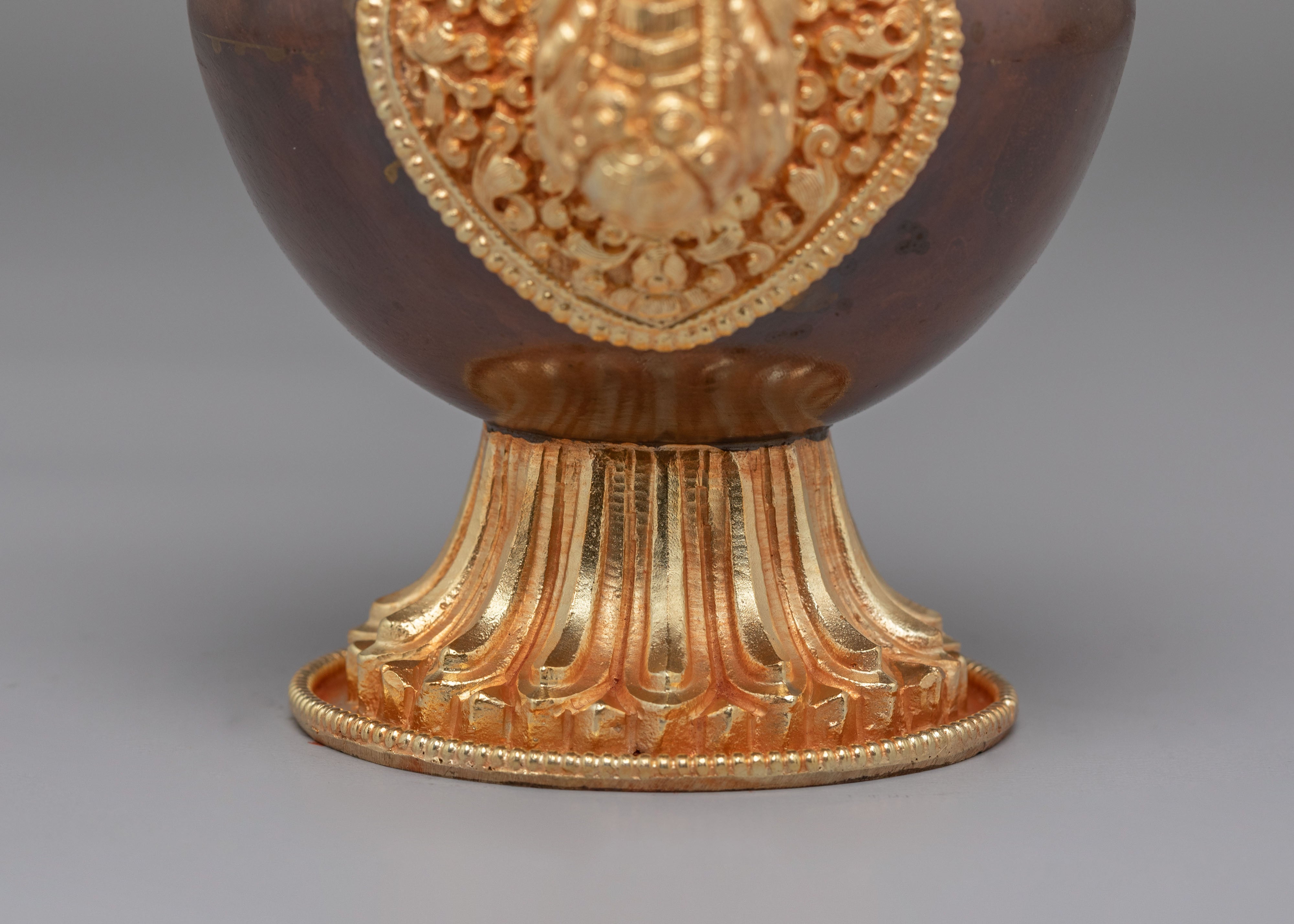 Gold Plated Tibetan Bhumba | Handcrafted Ritual Vessel