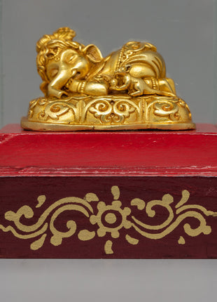 Elephant-Headed Ganapati Statue | Sacred Glass Enclosed Hindu Deity Figurine