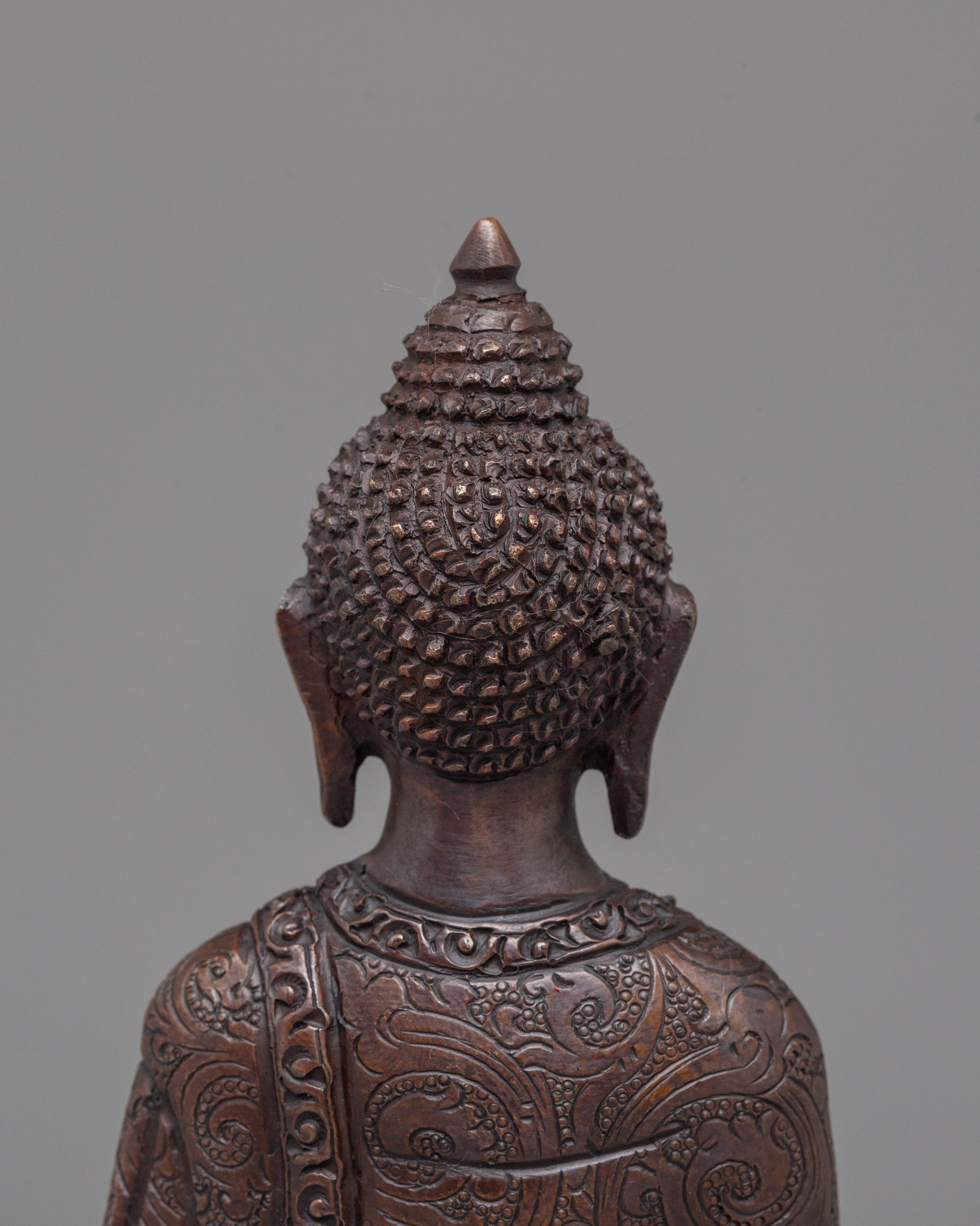 Oxidized Copper Handcrafted Vairocana Sculpture: Cosmic Buddha