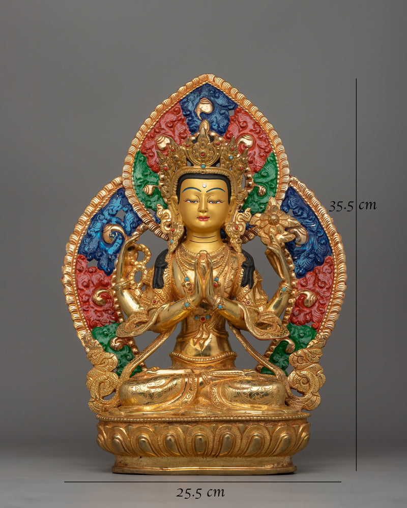 Handcrafted Bodhisattva Chenrezig Statue | Deity of Compassion