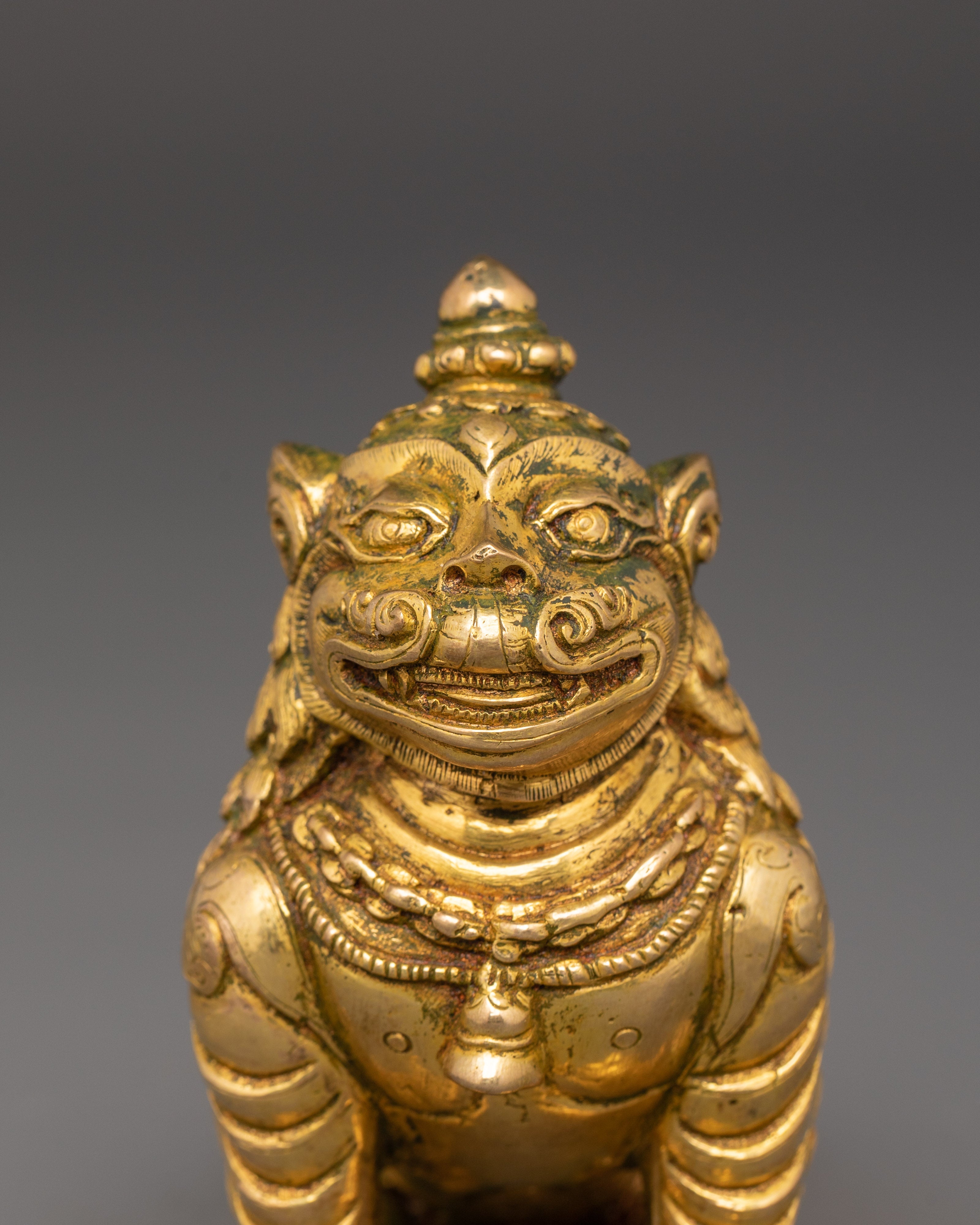 Handmade Lion Set Sculpture | Copper & Gold Plated Protective Decor