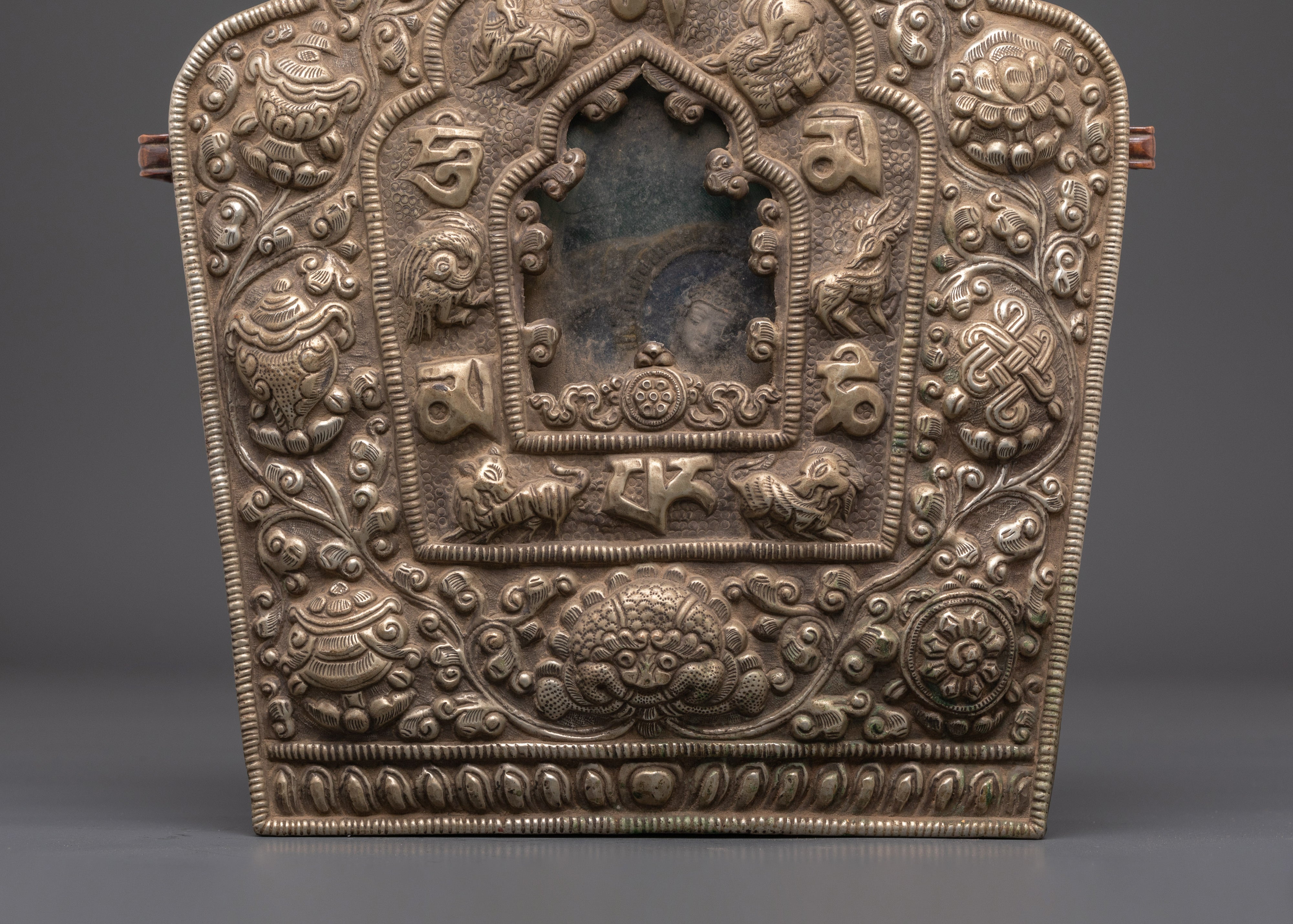 Buddhist Ghau Box with Symbols | Handcrafted Tibetan Shrine Box