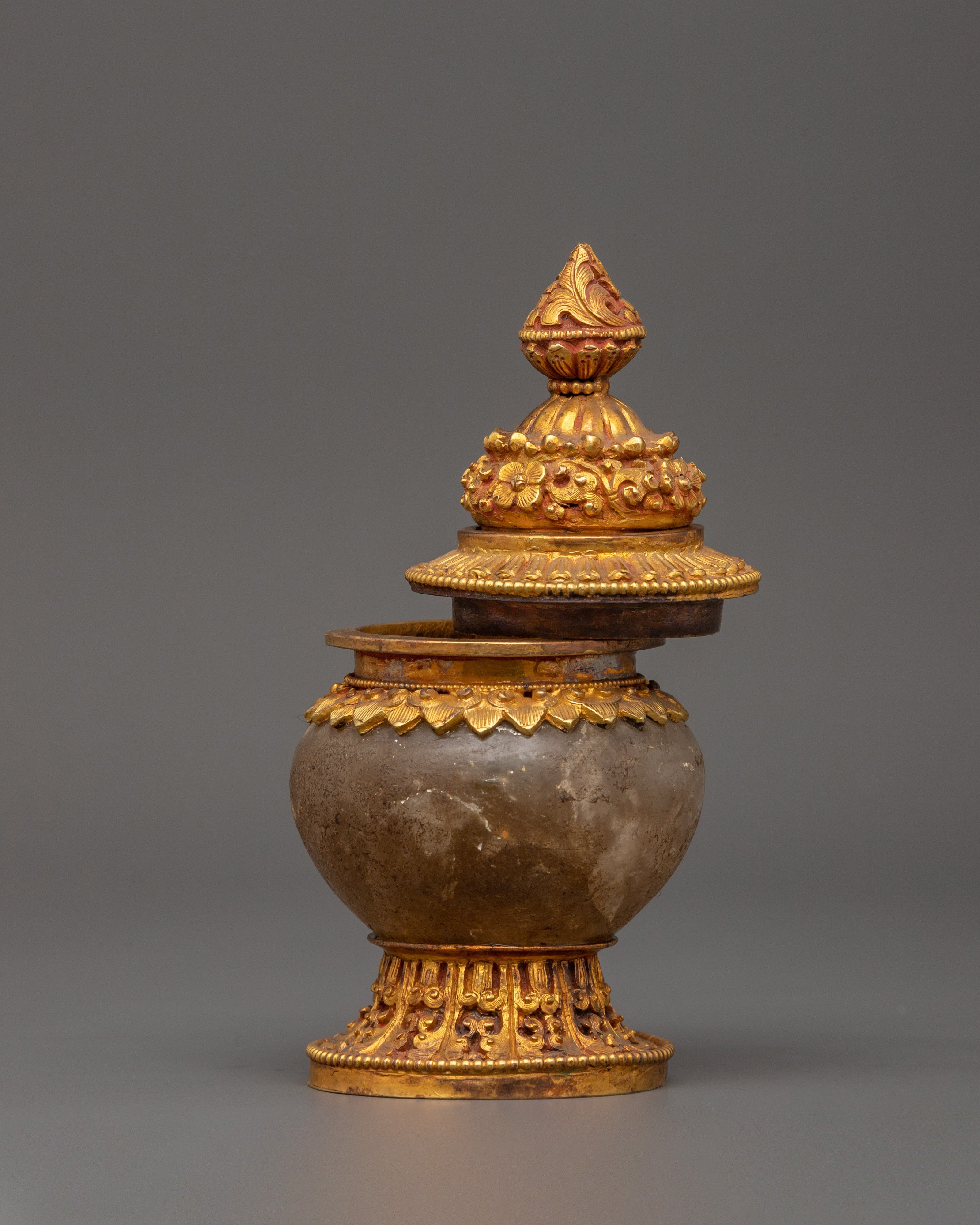 Gold-Plated Crystal Rice Pot | Buddhist Decor