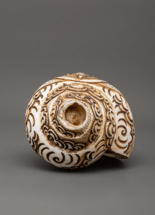 Ganesh Carved Conch Shell for Altar | Handcrafted Conch Shell Ritual Shankha