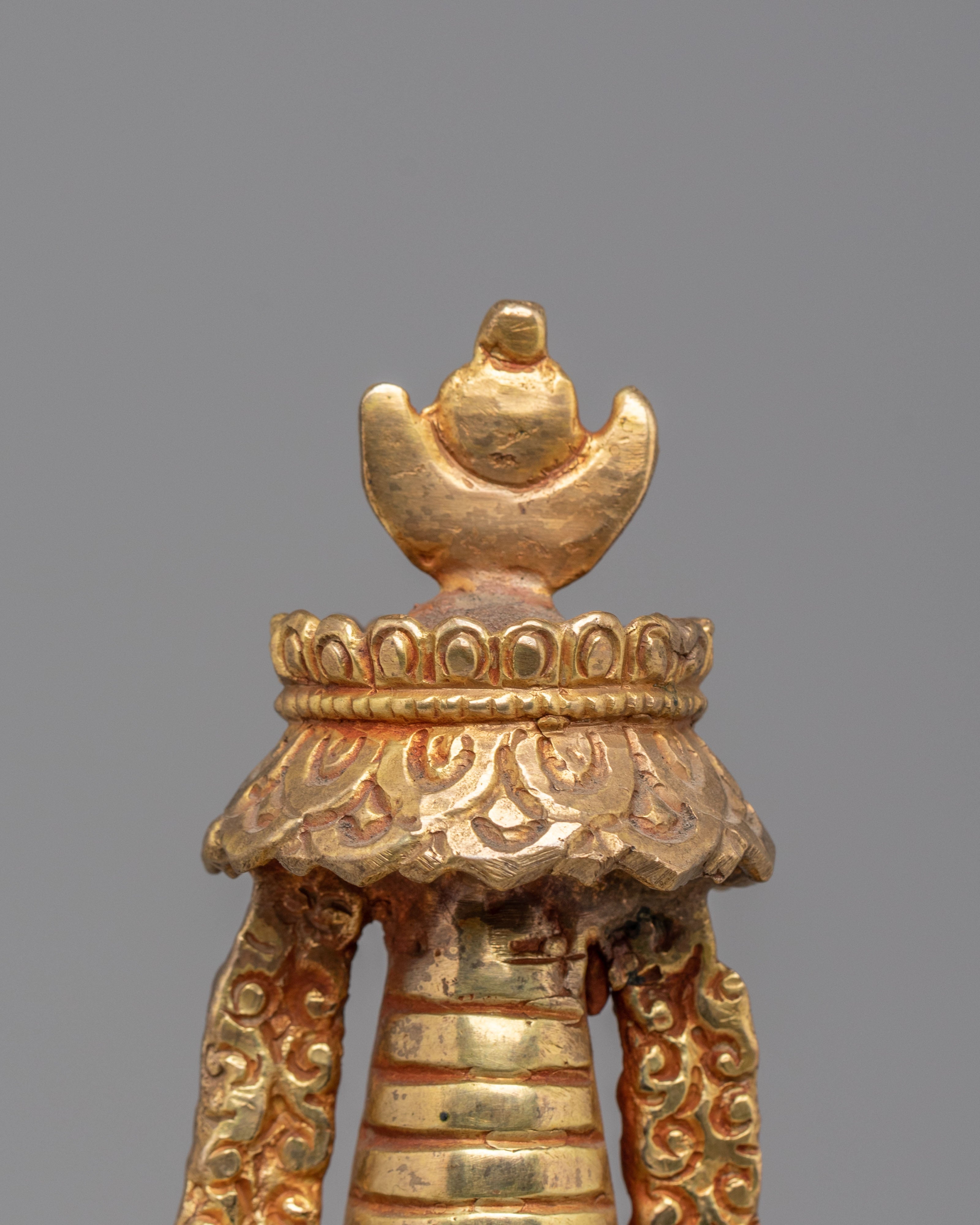Sacred Altar Enlightenment Chorten | Gold Plated Copper Altar Sculpture