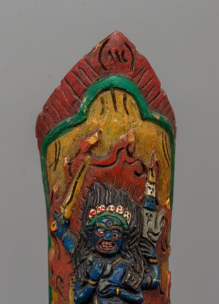 Four Armed Mahakala Buffalo Bone Apron | Tibetan Buddhist Ritual Artifact