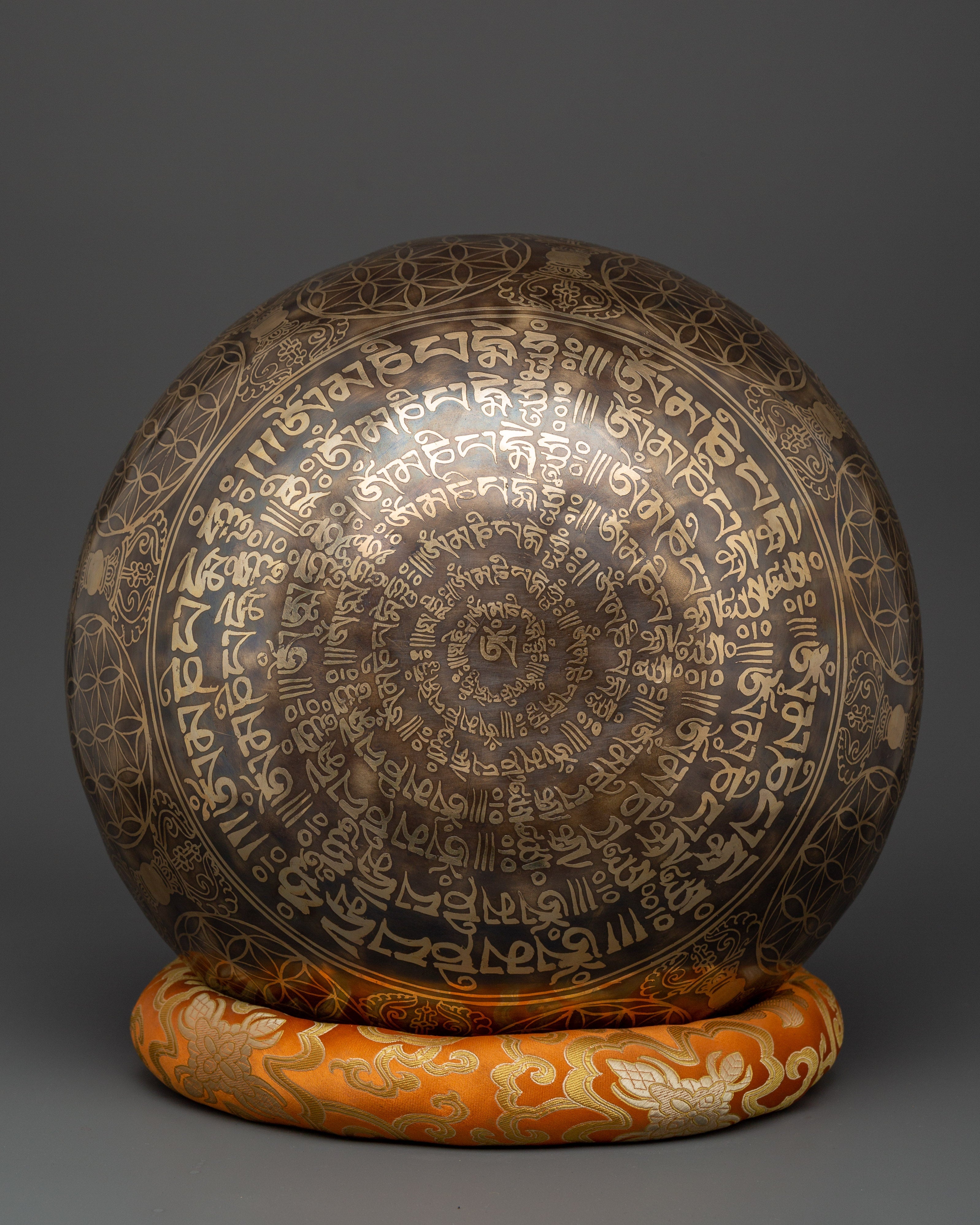 Handcrafted Brass Tibetan Singing Bowl | Sacred Flower of Life Design