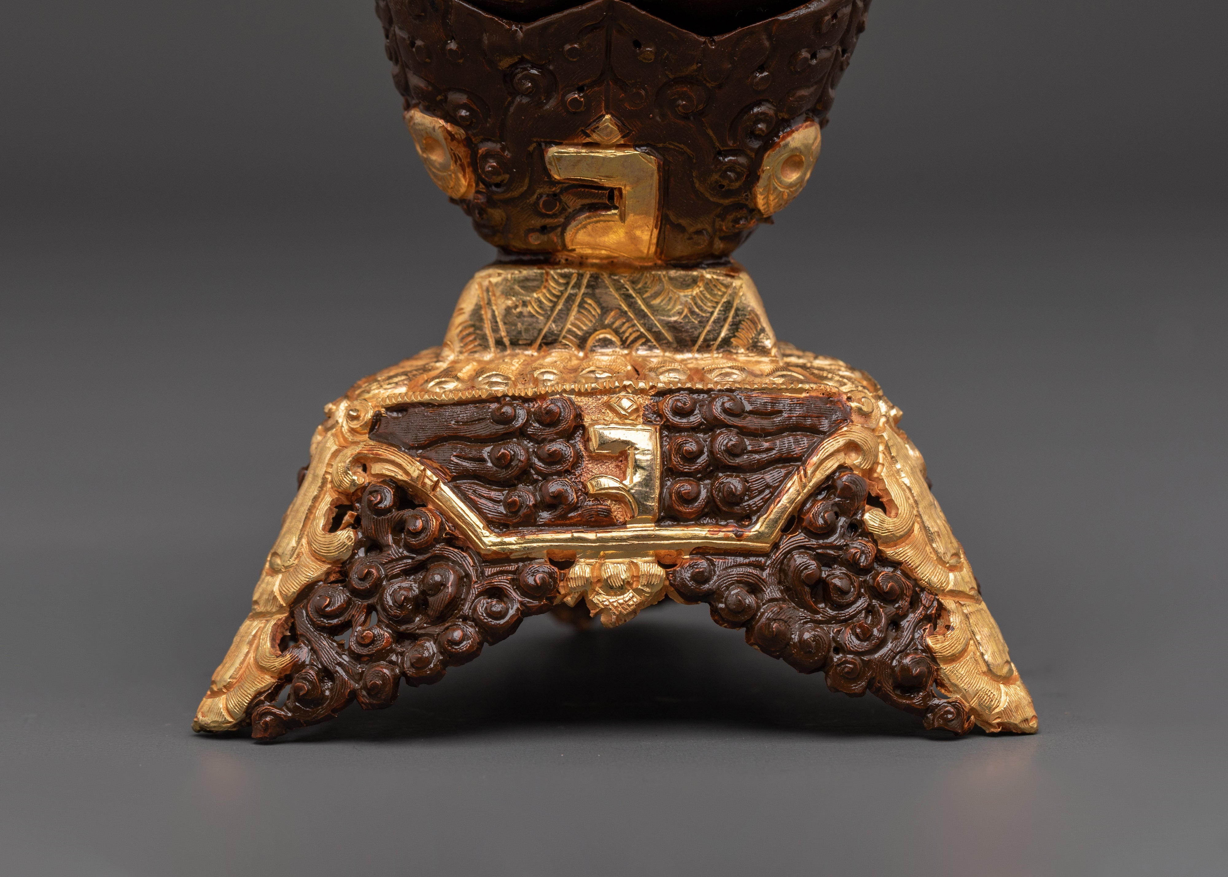 Tibetan Sacred Kapala Artifact | Handcrafted Gold Gilded Copper Ritual Cup