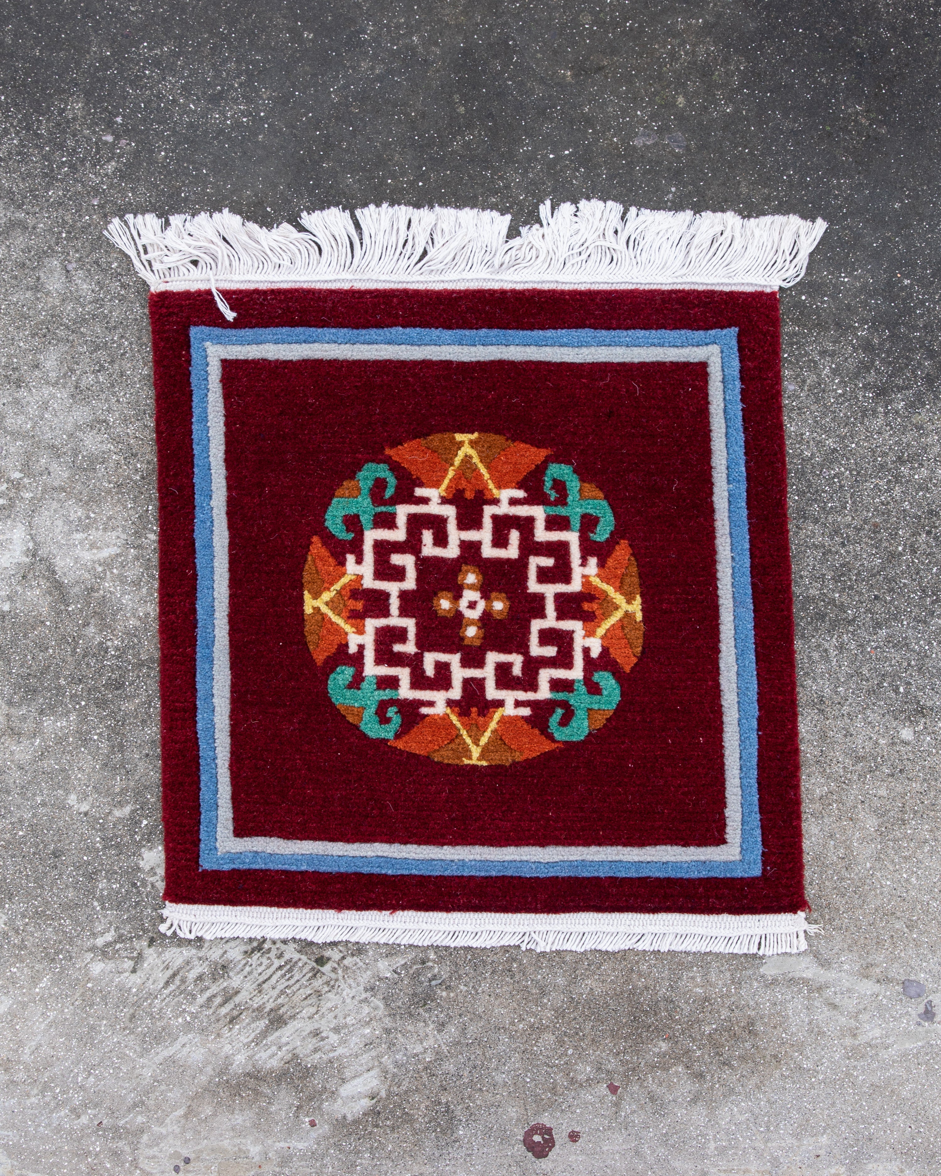 Handmade Meditation Chair Rug | Tibetan Wool Cushion Mat for Mindfulness Practice