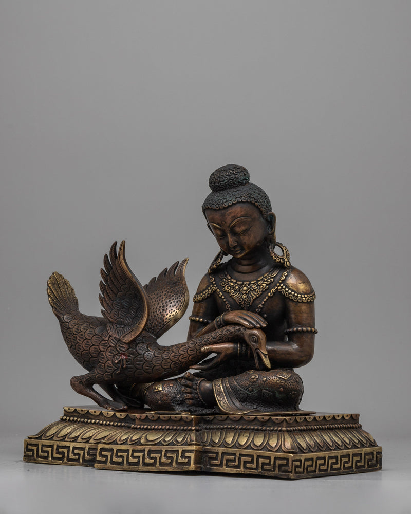 Siddhartha Gautam Buddha with Swan | Serenity and Enlightenment Through Graceful Symbolism