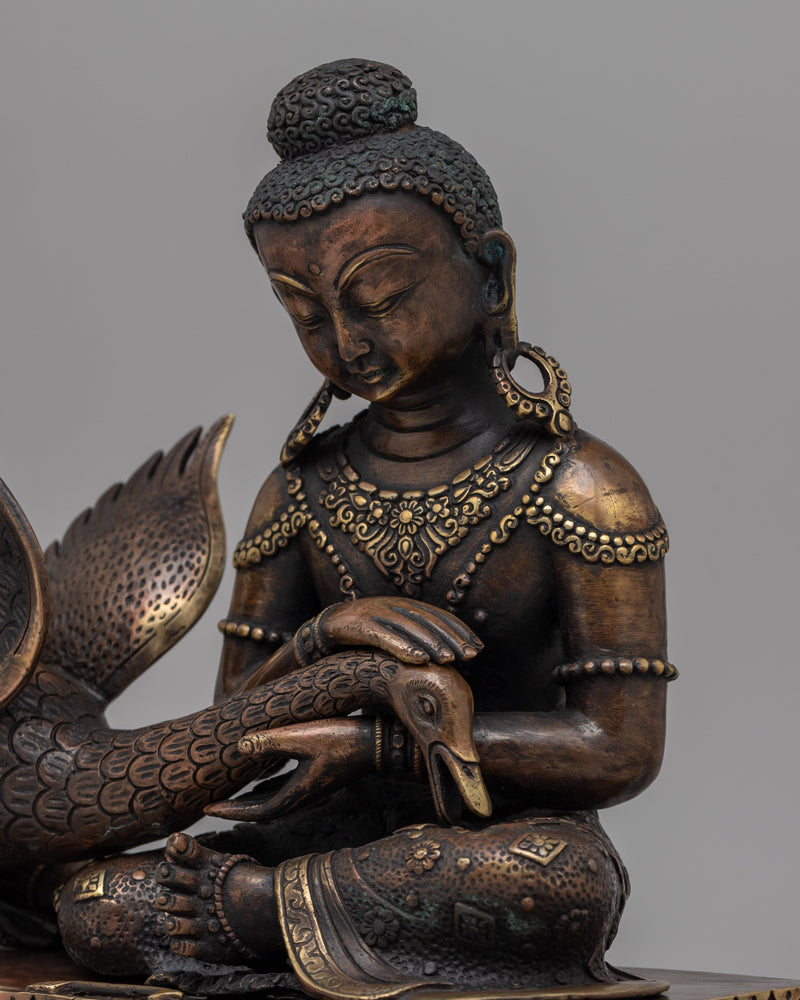 Siddhartha Gautam Buddha with Swan | Serenity and Enlightenment Through Graceful Symbolism