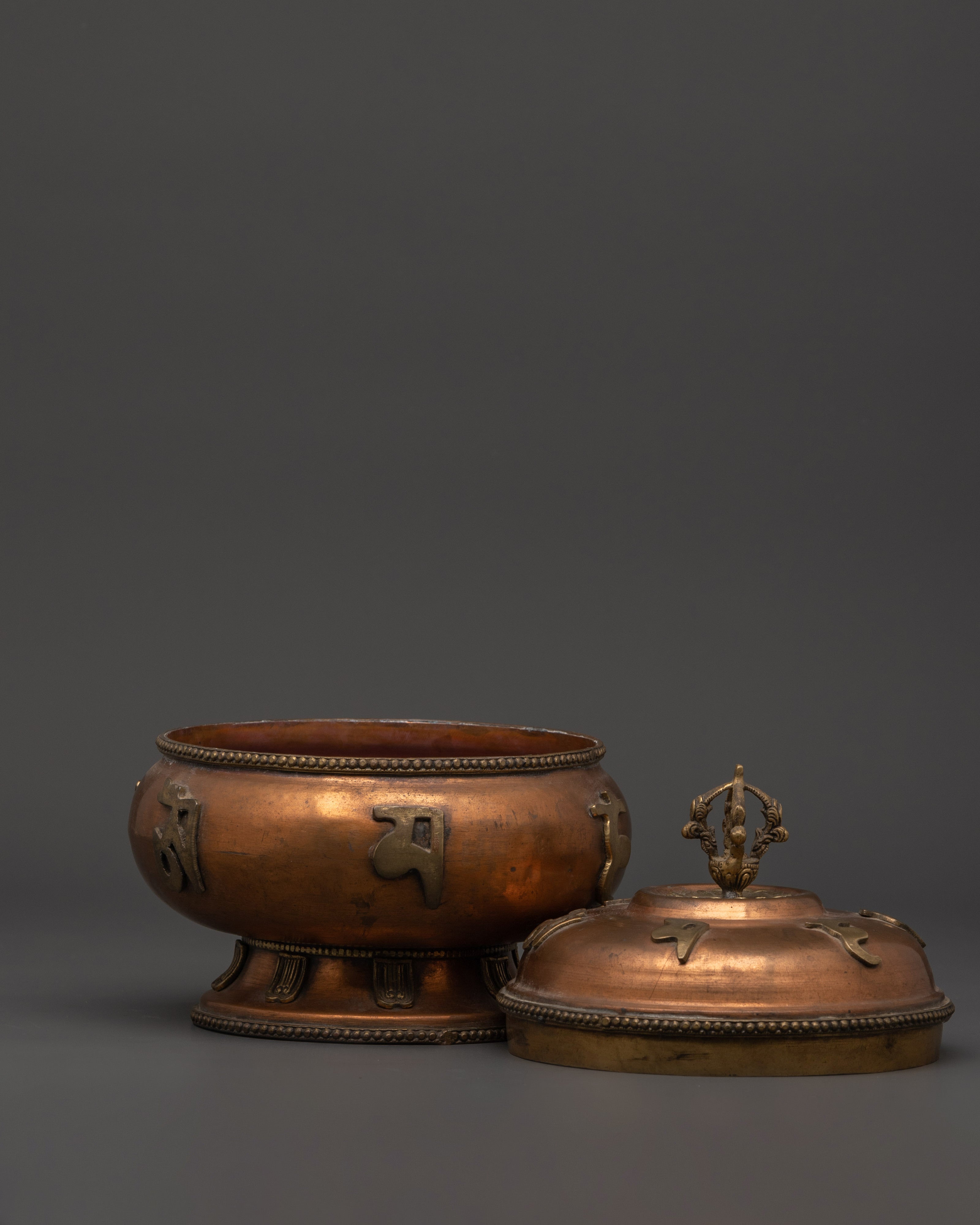 Traditional Religious Rice Pot | Brass Decor for Prayer and Offerings