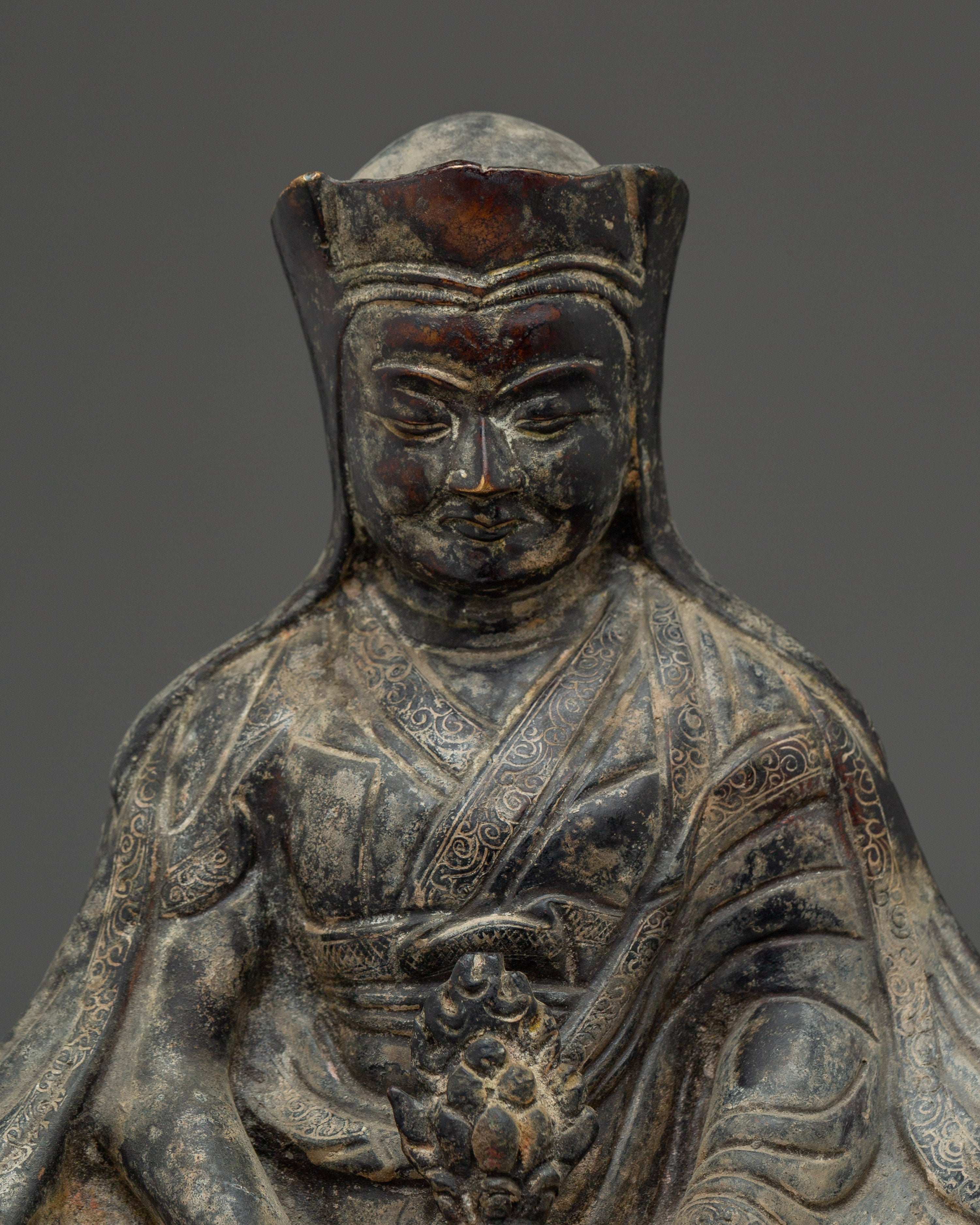 Gampopa Antique Finished Copper Statue | Dakpo Lhaje Tibetan Buddhist Master