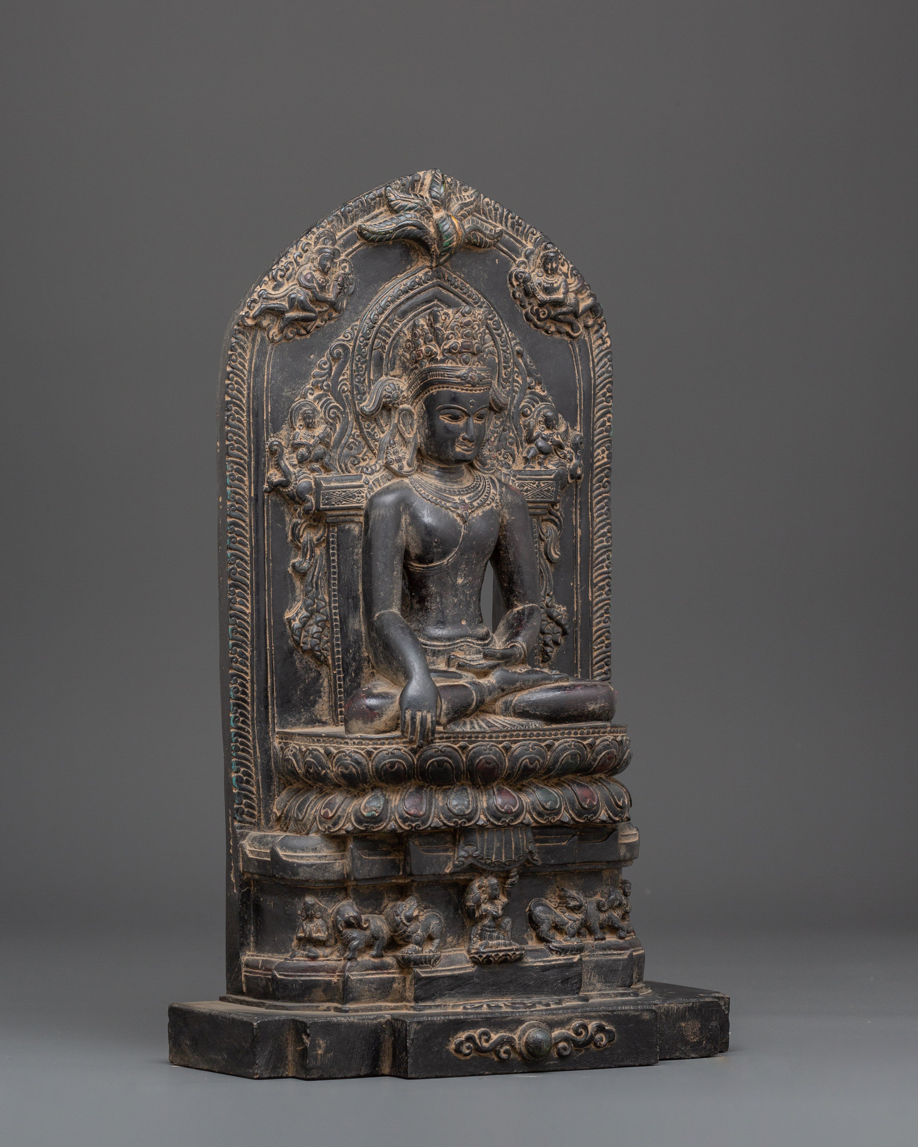 Shakyamuni Buddha on Throne Statue | Spiritual Home Decor