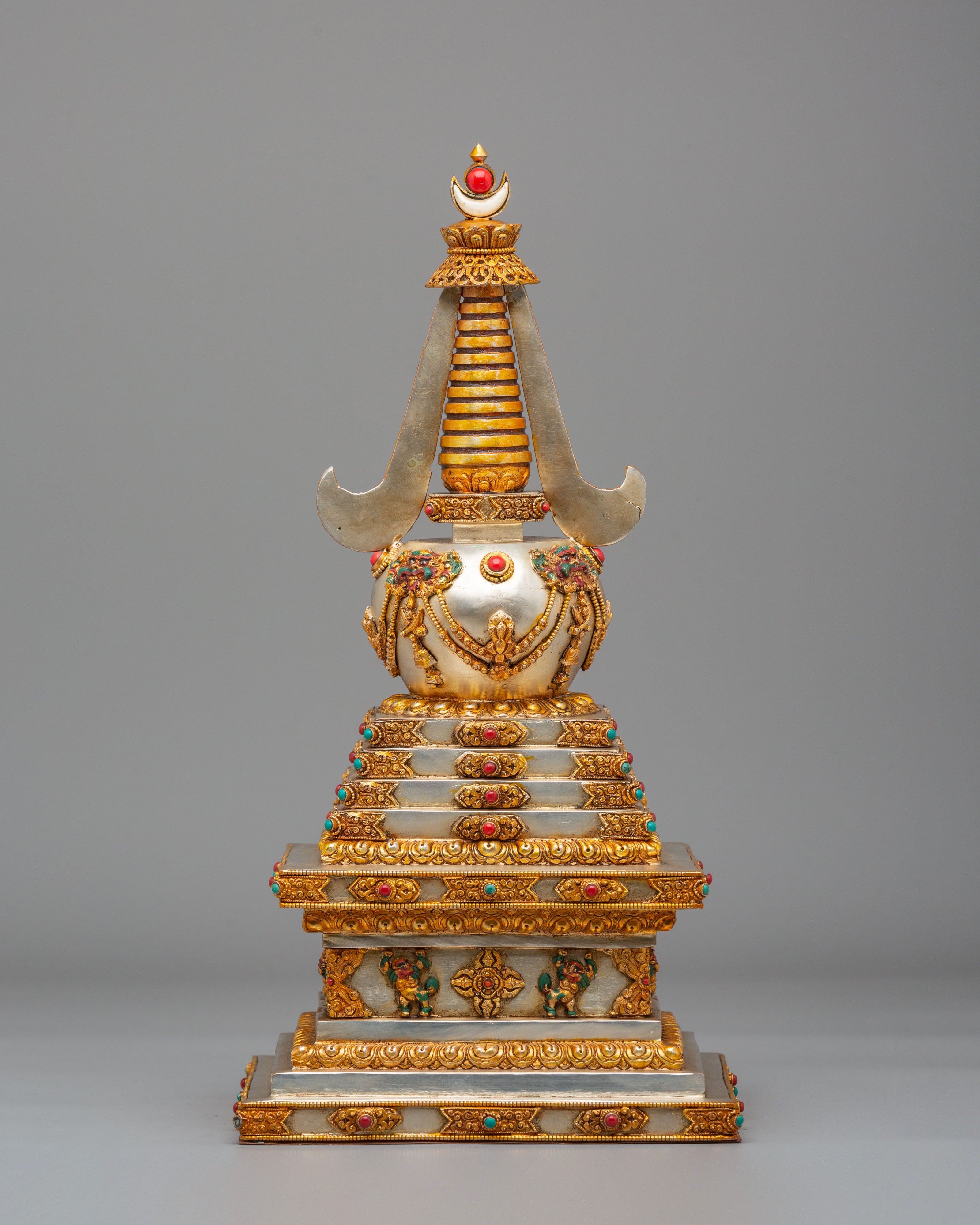 Traditional Enlightenment Chorten | Handcrafted Tibetan Stupa for Altar Decor