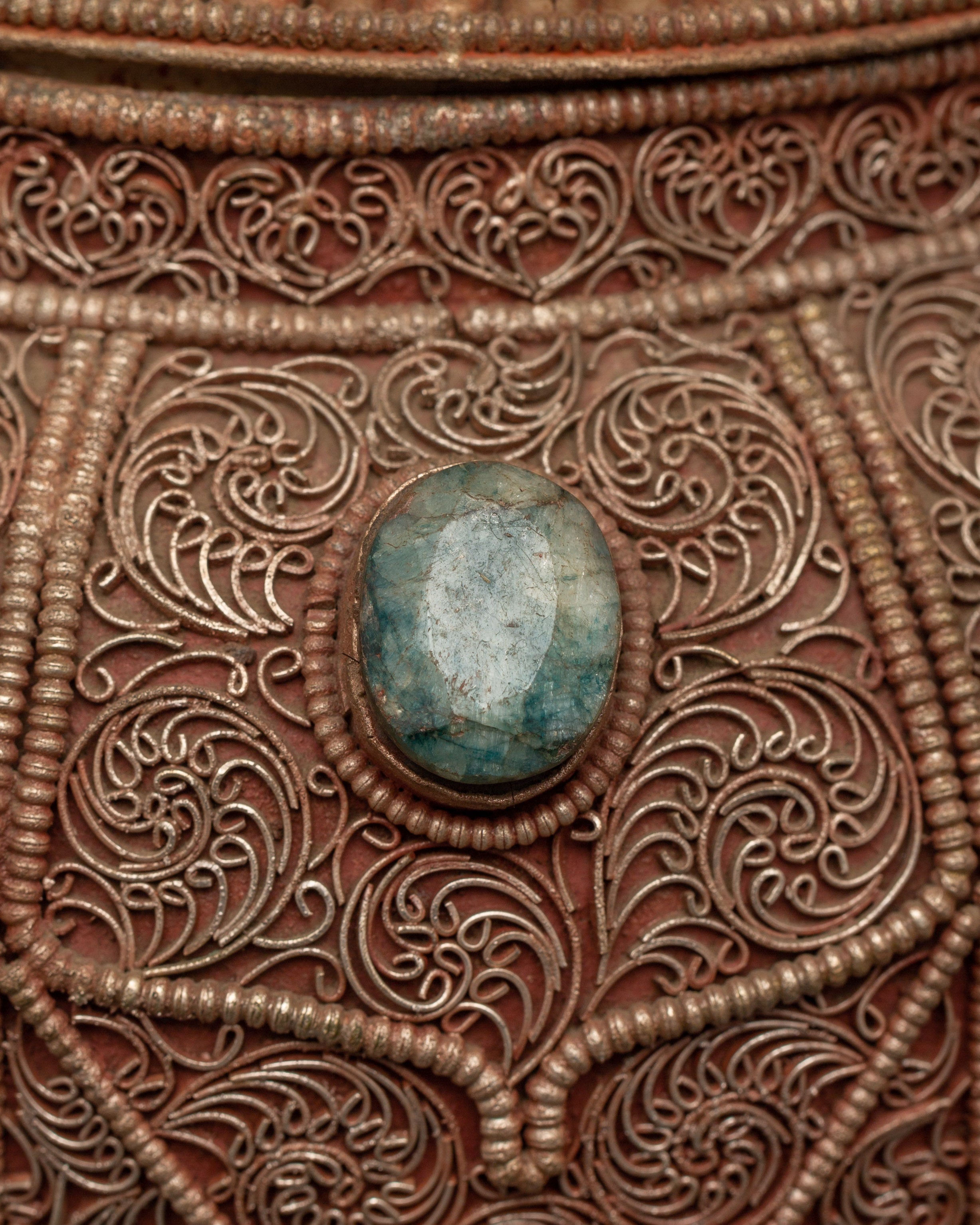Handcrafted Religious Tea Pot | Spiritual Copper Tea Pot with Filigree Work