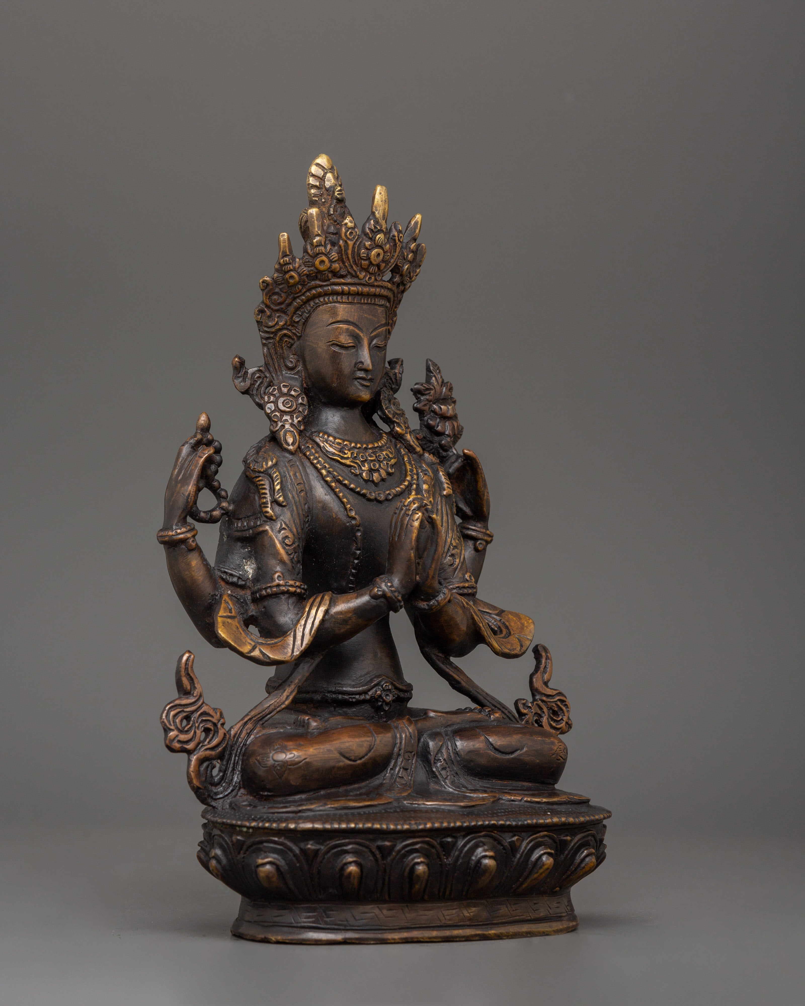 Chenresig Compassionate Buddha Statue | Tibetan Bodhisattva of Love & Healing