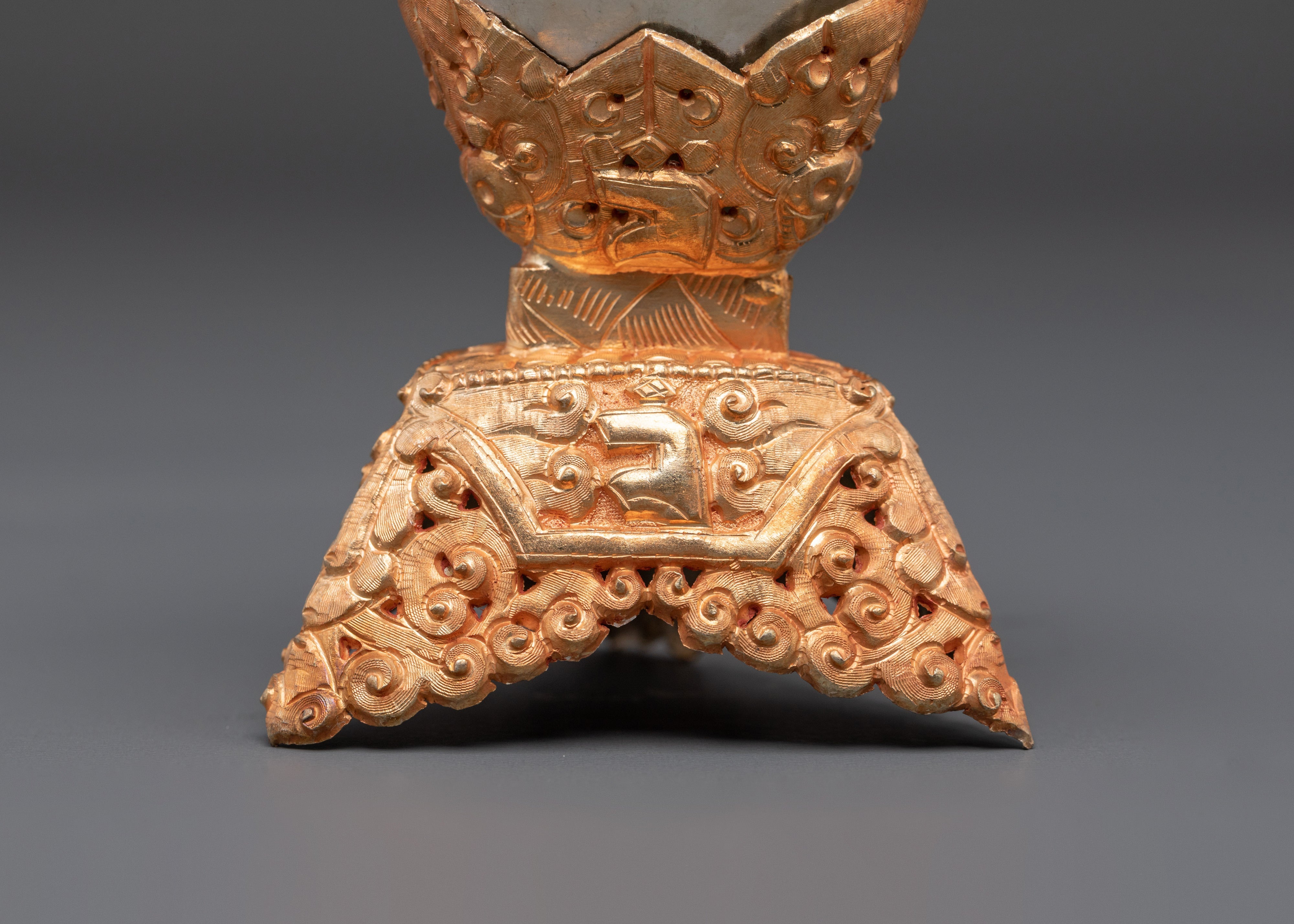Traditional Tibetan Kapala Ritual Item | Handcrafted Copper & Gold Plated Offering Vessel