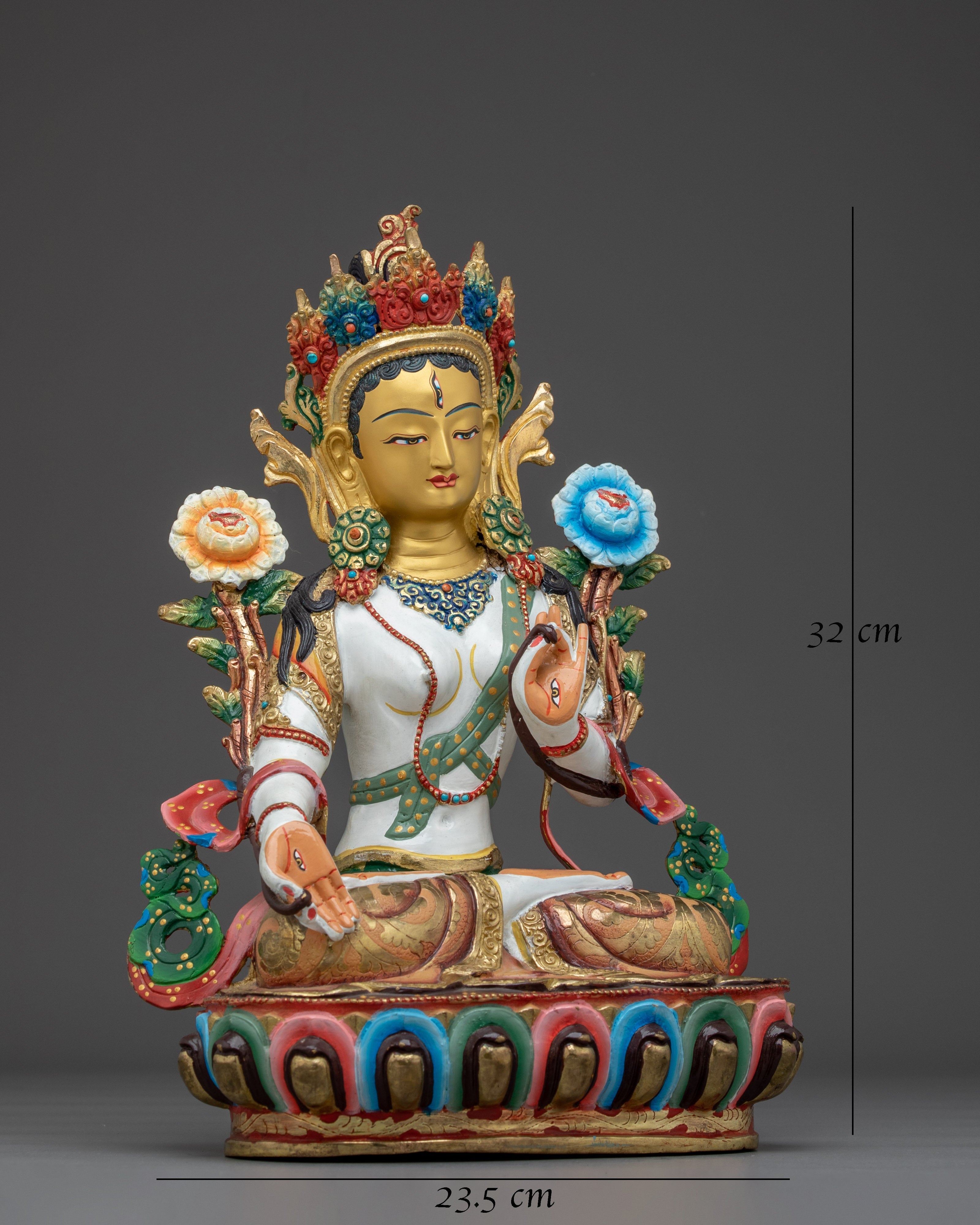 Colorful White Tara Statue 