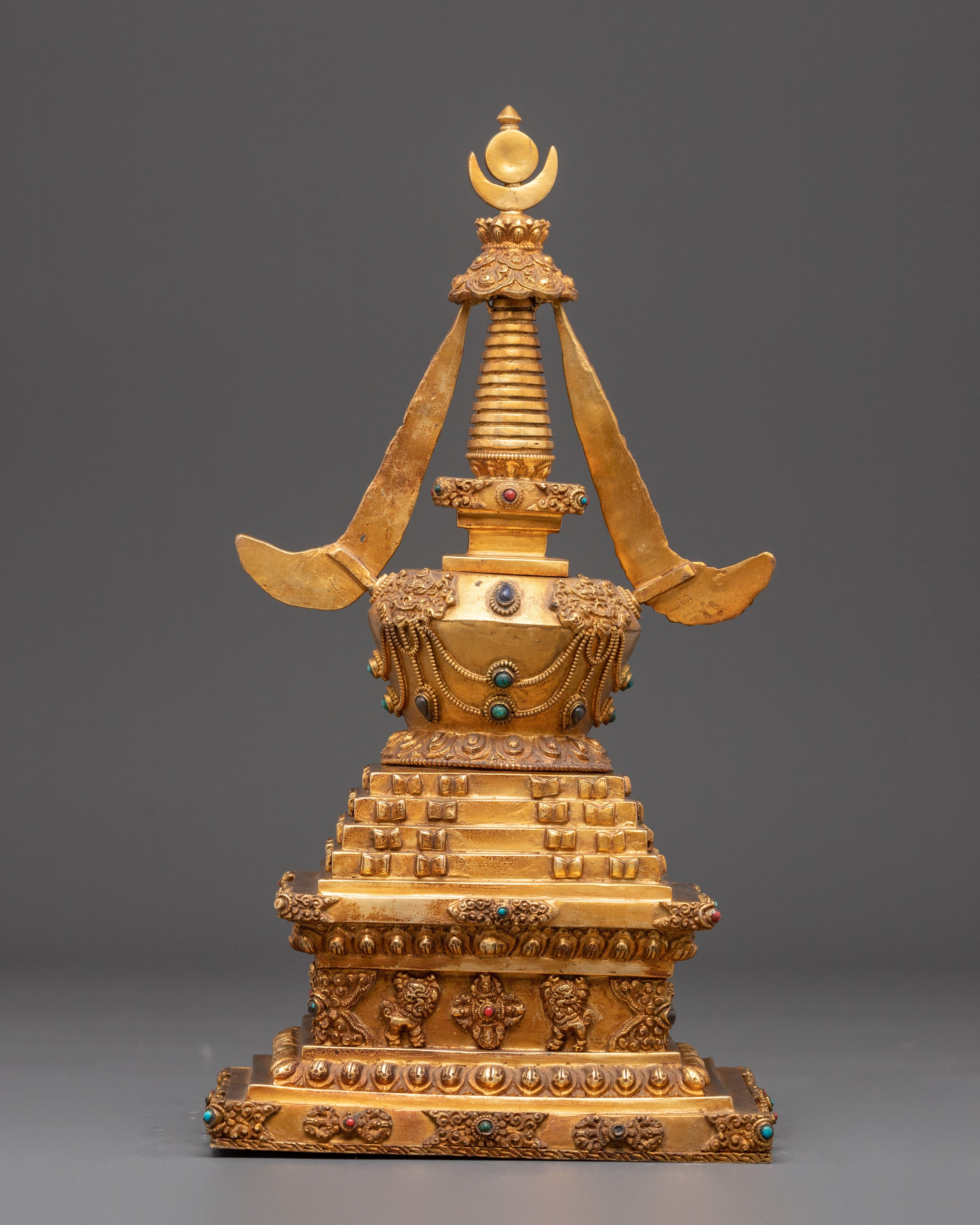 Gold Plated Stupa for Ritual Ceremonies | Path to Enlightenment