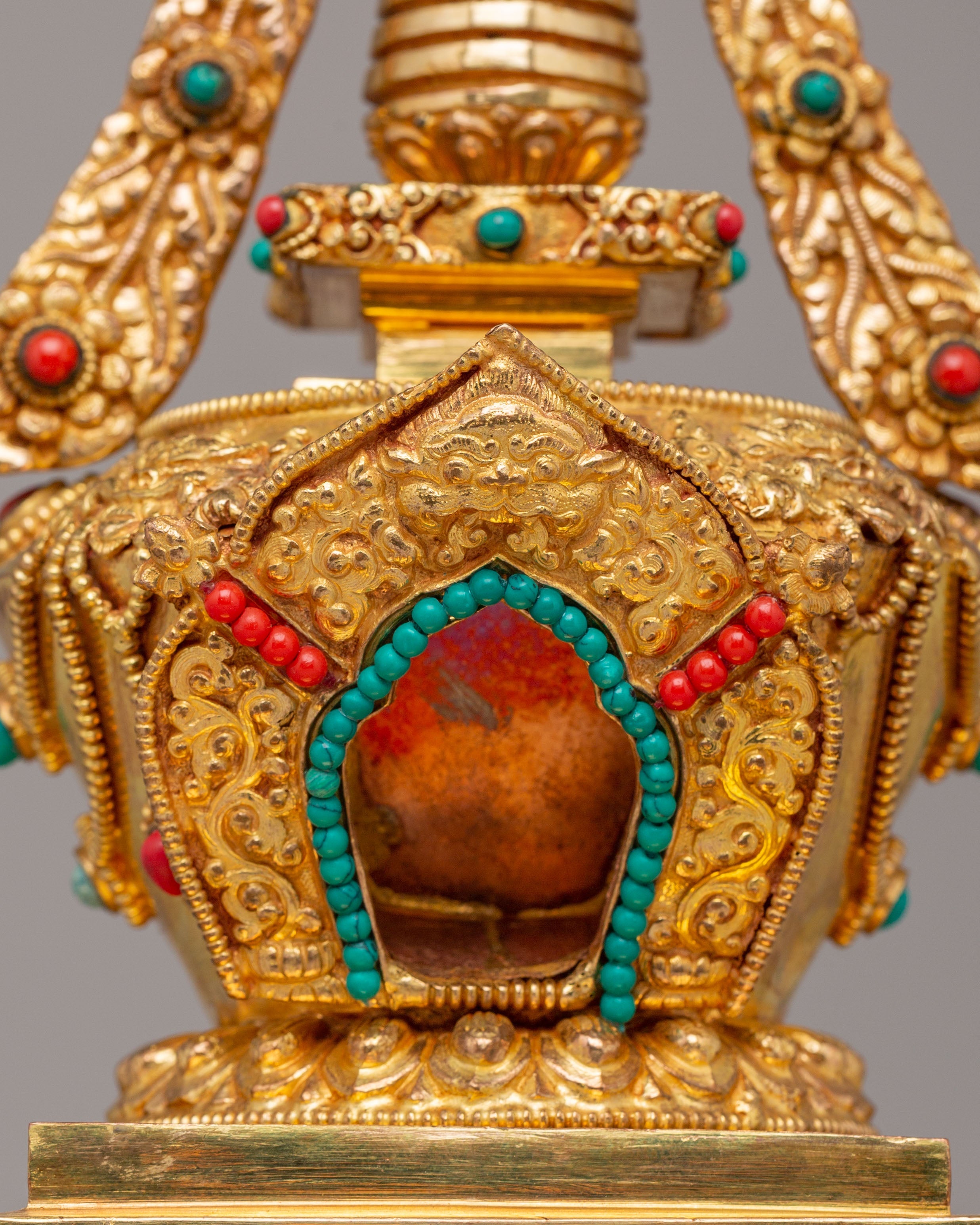 Tibetan Ritual Enlightenment Stupa | Gold Plated Copper Stupa