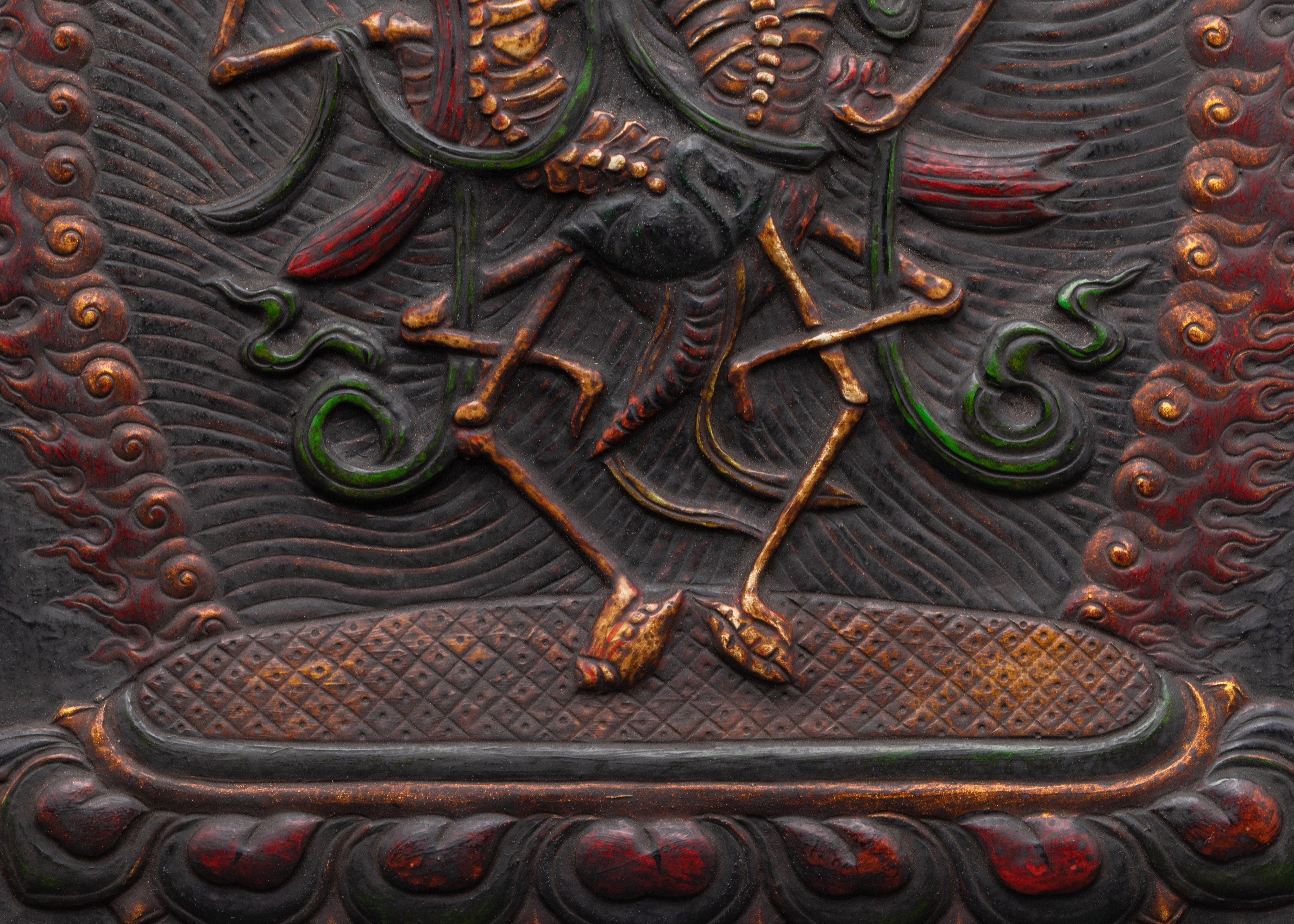 Handmade Copper Chitipati Wall Hanging | Tibetan Skeleton Deity Art