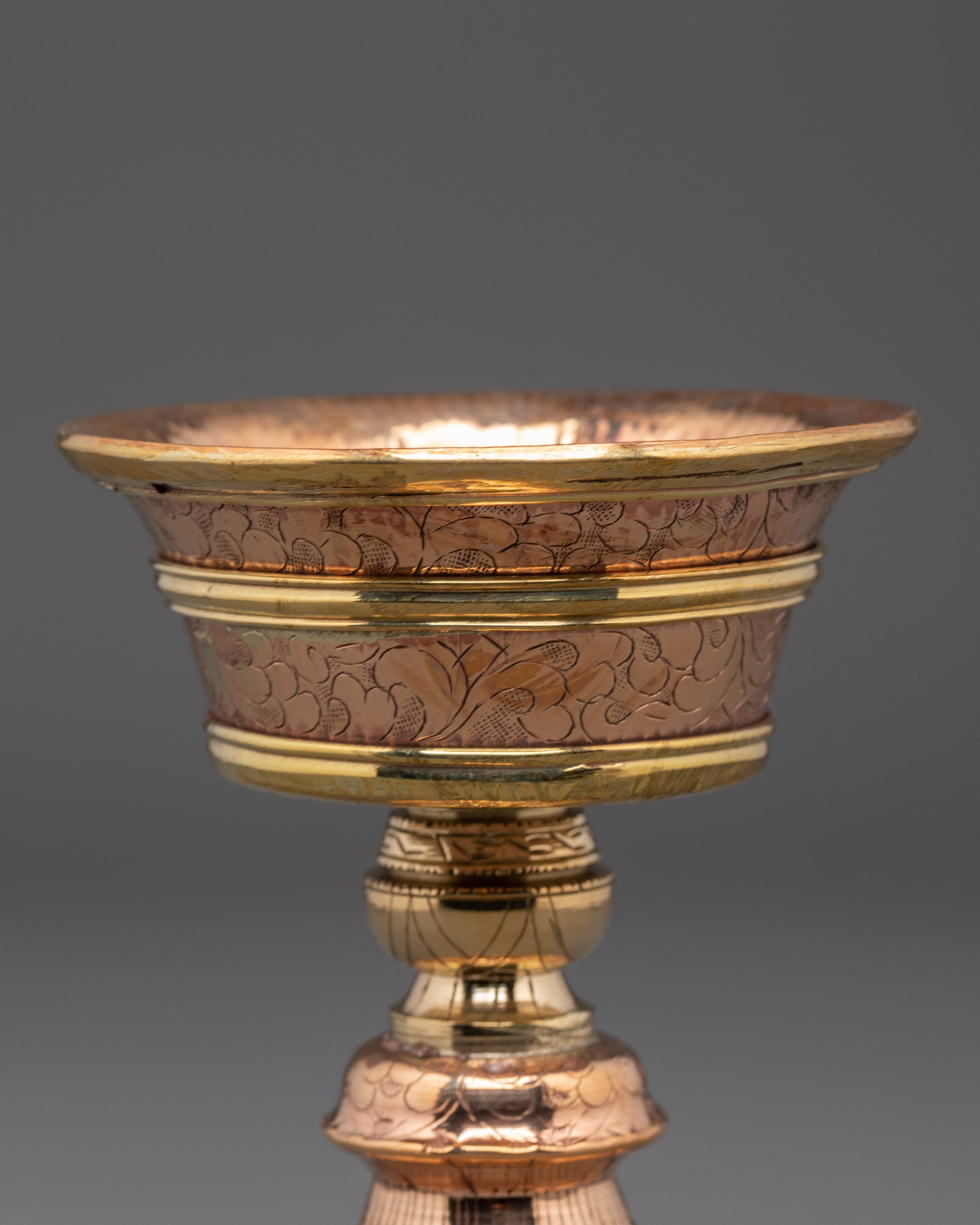 Sacred Buddhist Butter Offering Lamp | Copper Brass Shrine Light