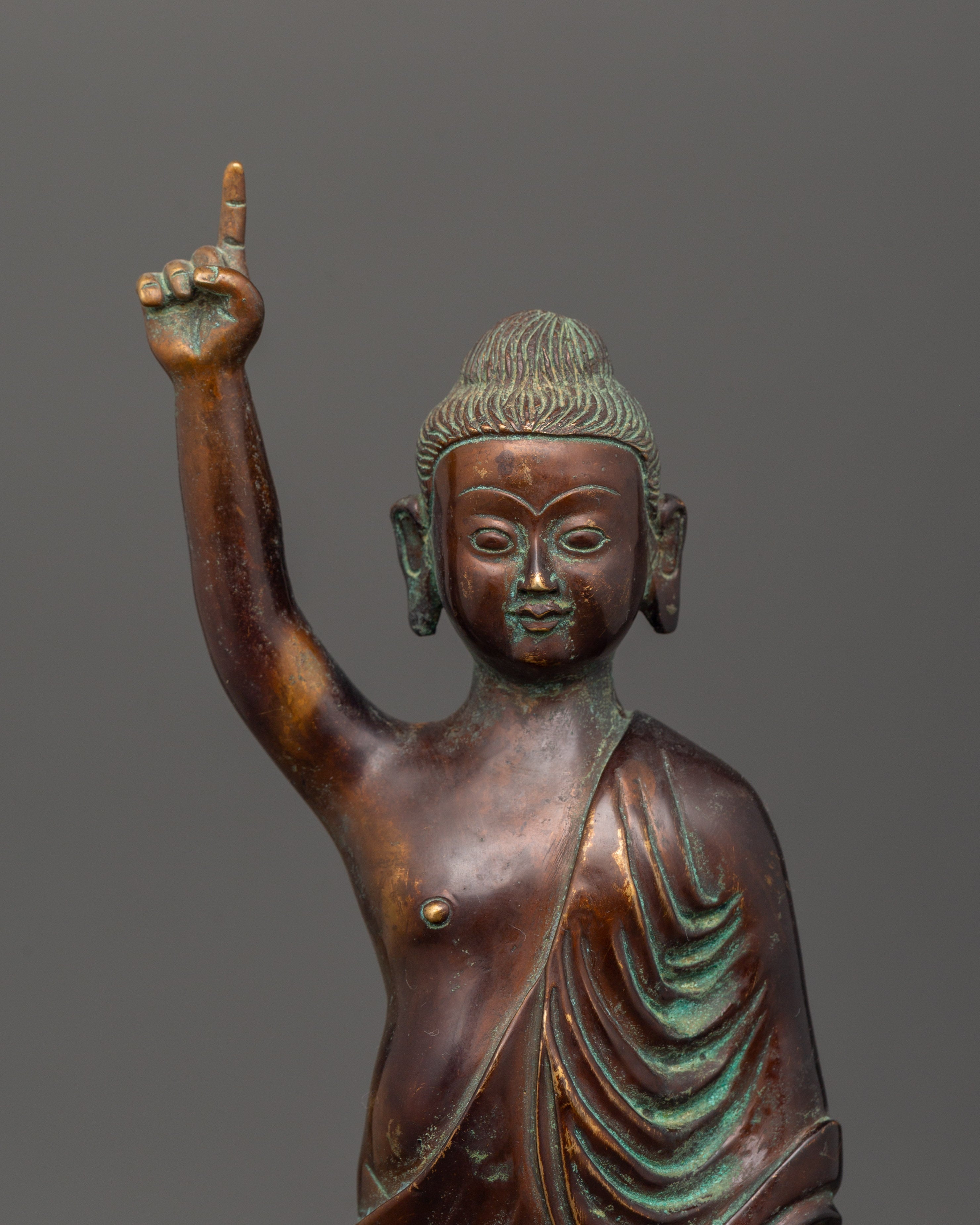 Oxidized Copper Standing Siddhartha Gautam | Symbol of Enlightenment