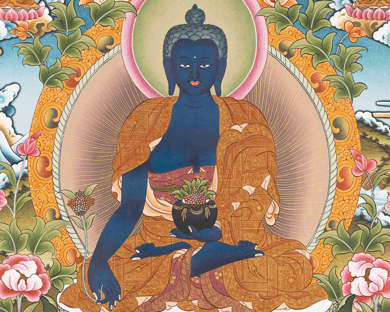 Healing Buddha Medicine Buddha Thangka | Hand-Painted Spiritual Arts